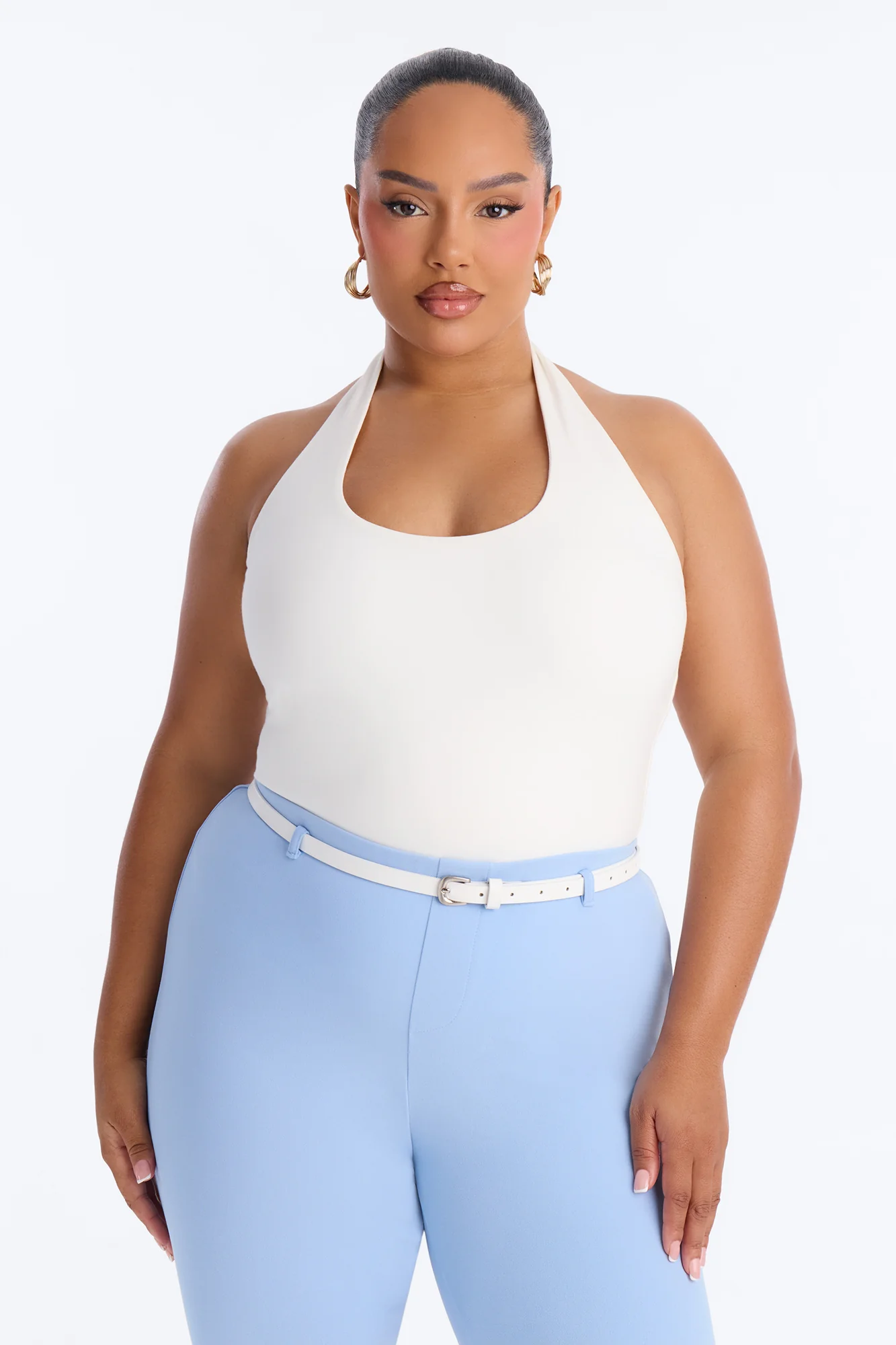 Always Classic Double Cotton Scoop Neck Halter Top - White - Image 5