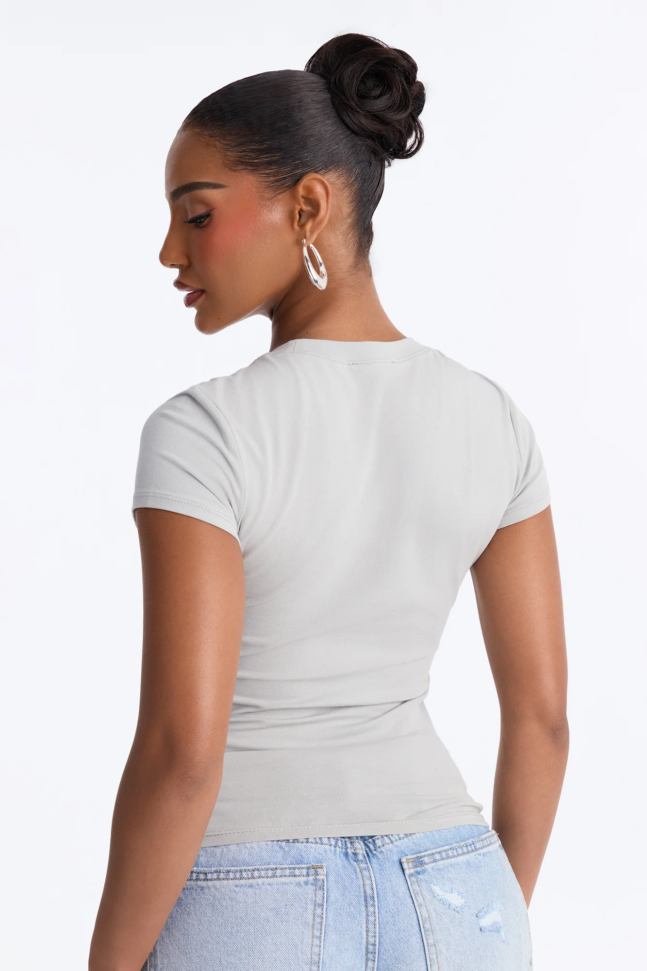 Alyssa Crew Neck Top - Light Grey - Image 4