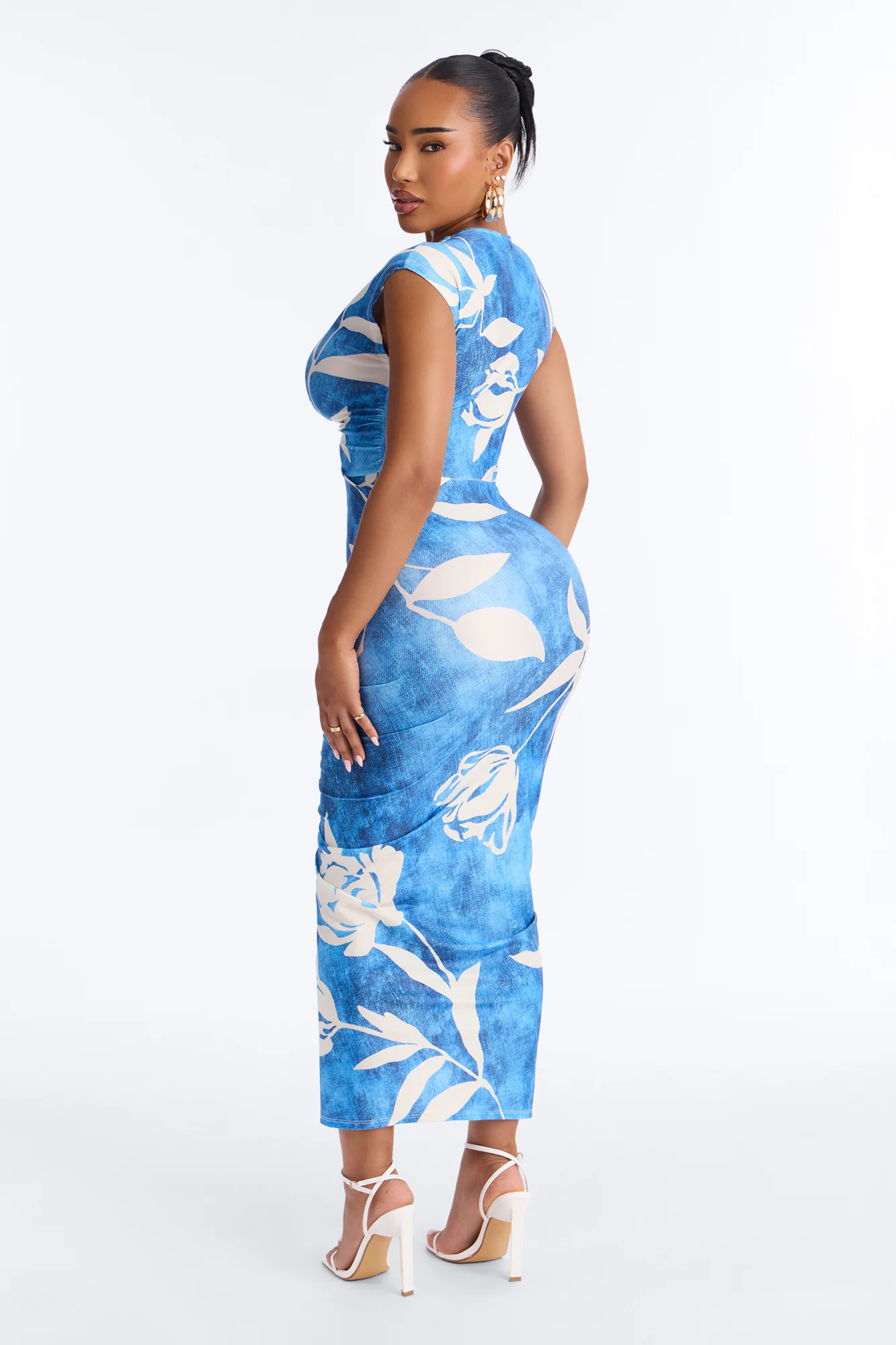 Alyssa Printed Ruched Midi Dress - Blue/combo - Image 4