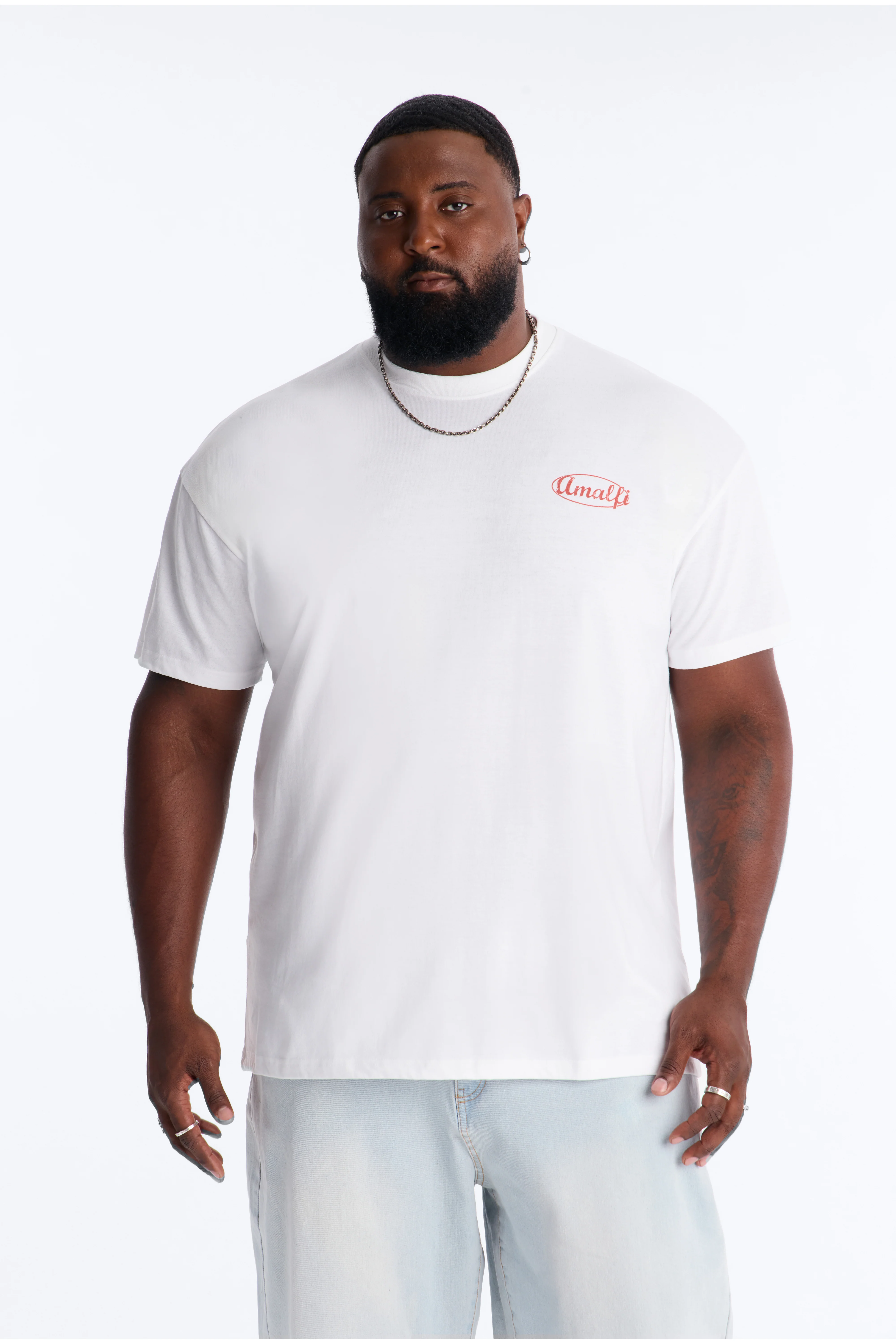 Amalfi Coast Picnic Oversized Short Sleeve Tee - White - Image 5