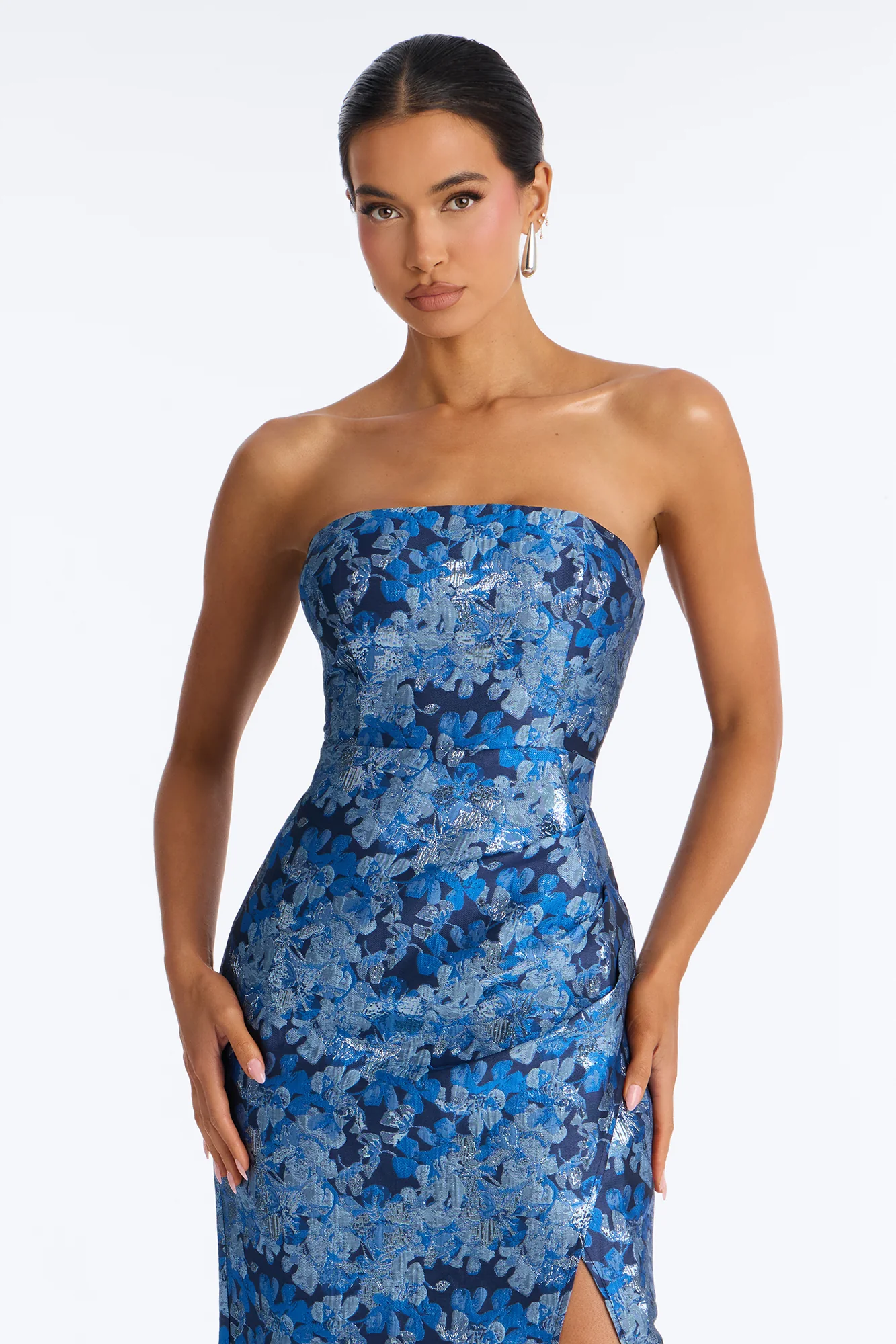 Amaria Jacquard Midi Dress - Navy/combo - Image 3