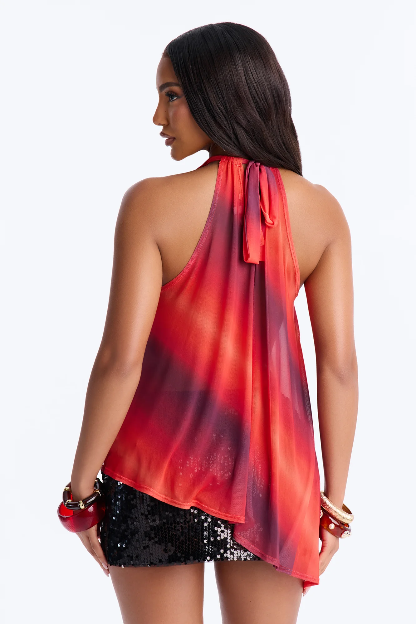 Amber Sky Ombre Asymmetrical Sleeveless Top - Orange/combo - Image 4