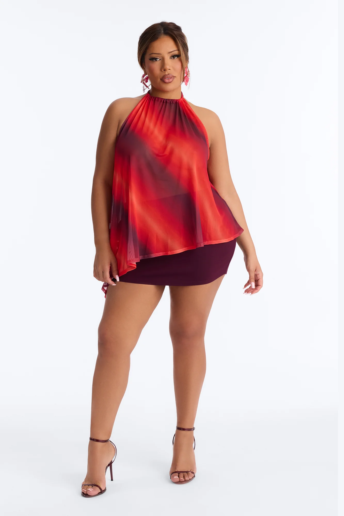 Amber Sky Ombre Asymmetrical Sleeveless Top - Orange/combo - Image 5