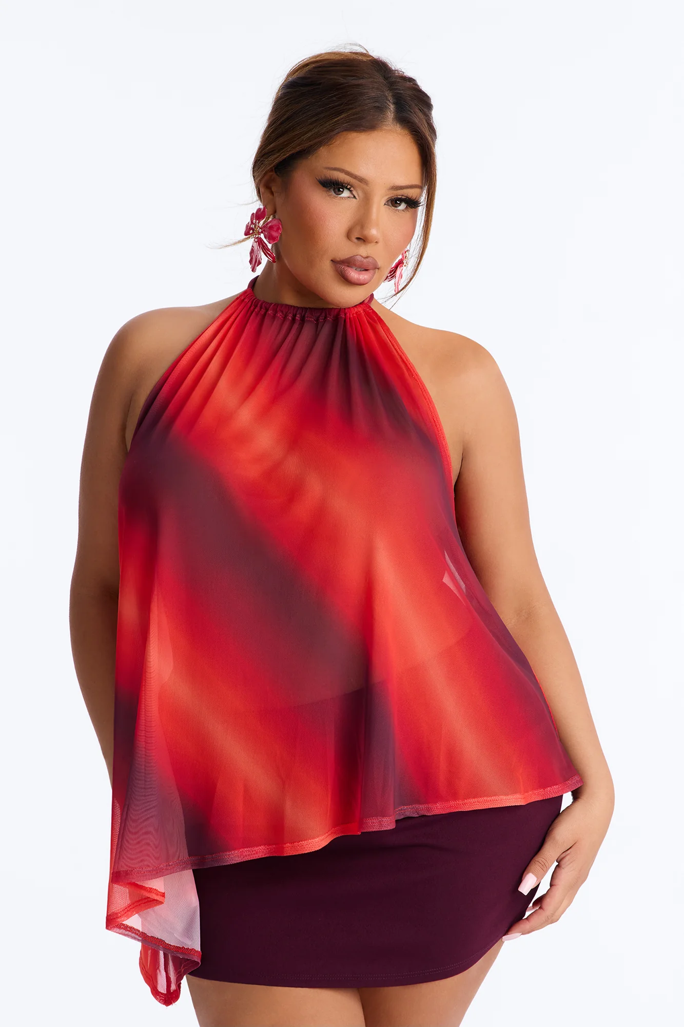 Amber Sky Ombre Asymmetrical Sleeveless Top - Orange/combo - Image 6
