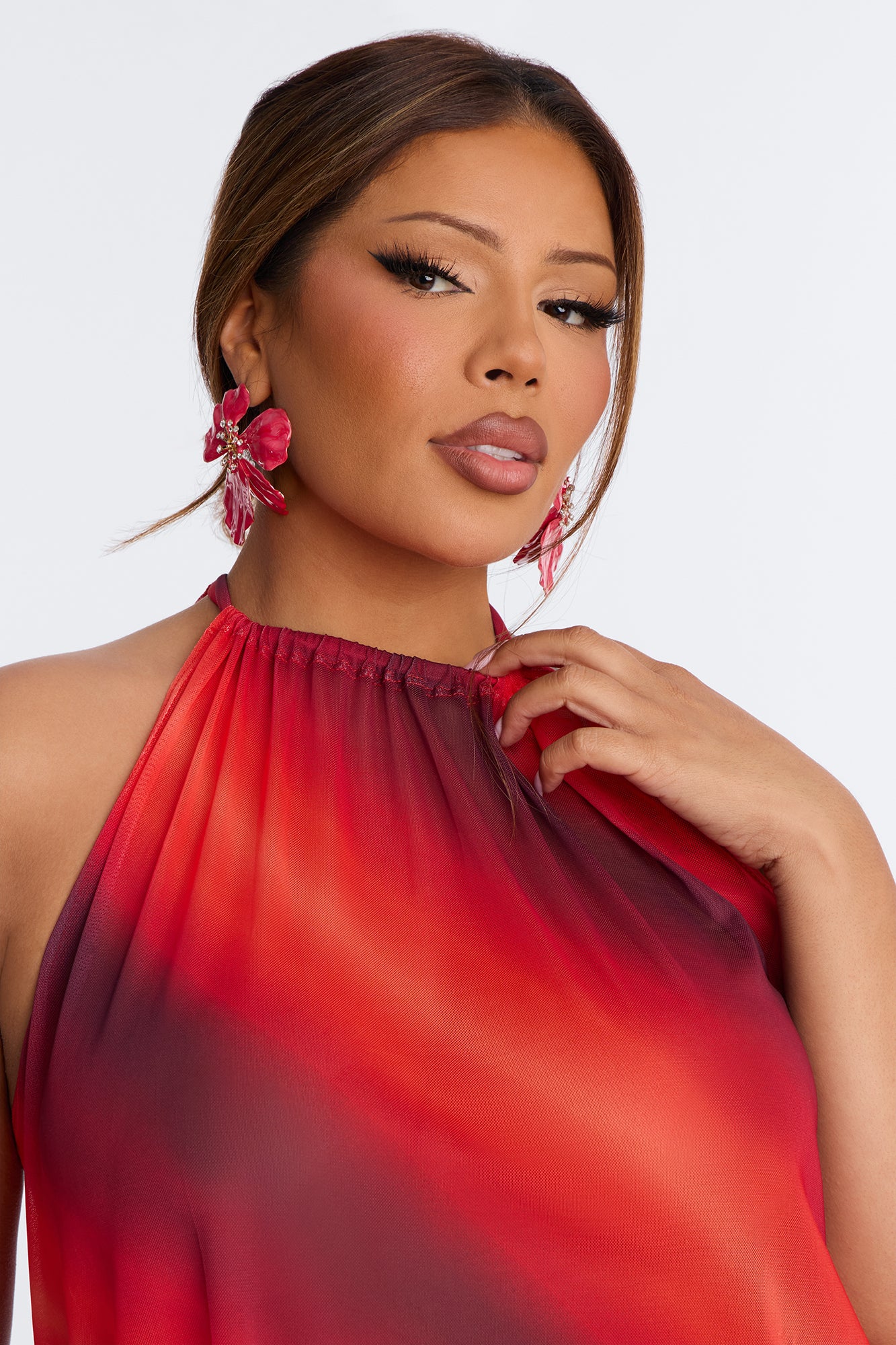 Amber Sky Ombre Asymmetrical Sleeveless Top - Orange/combo - Image 7