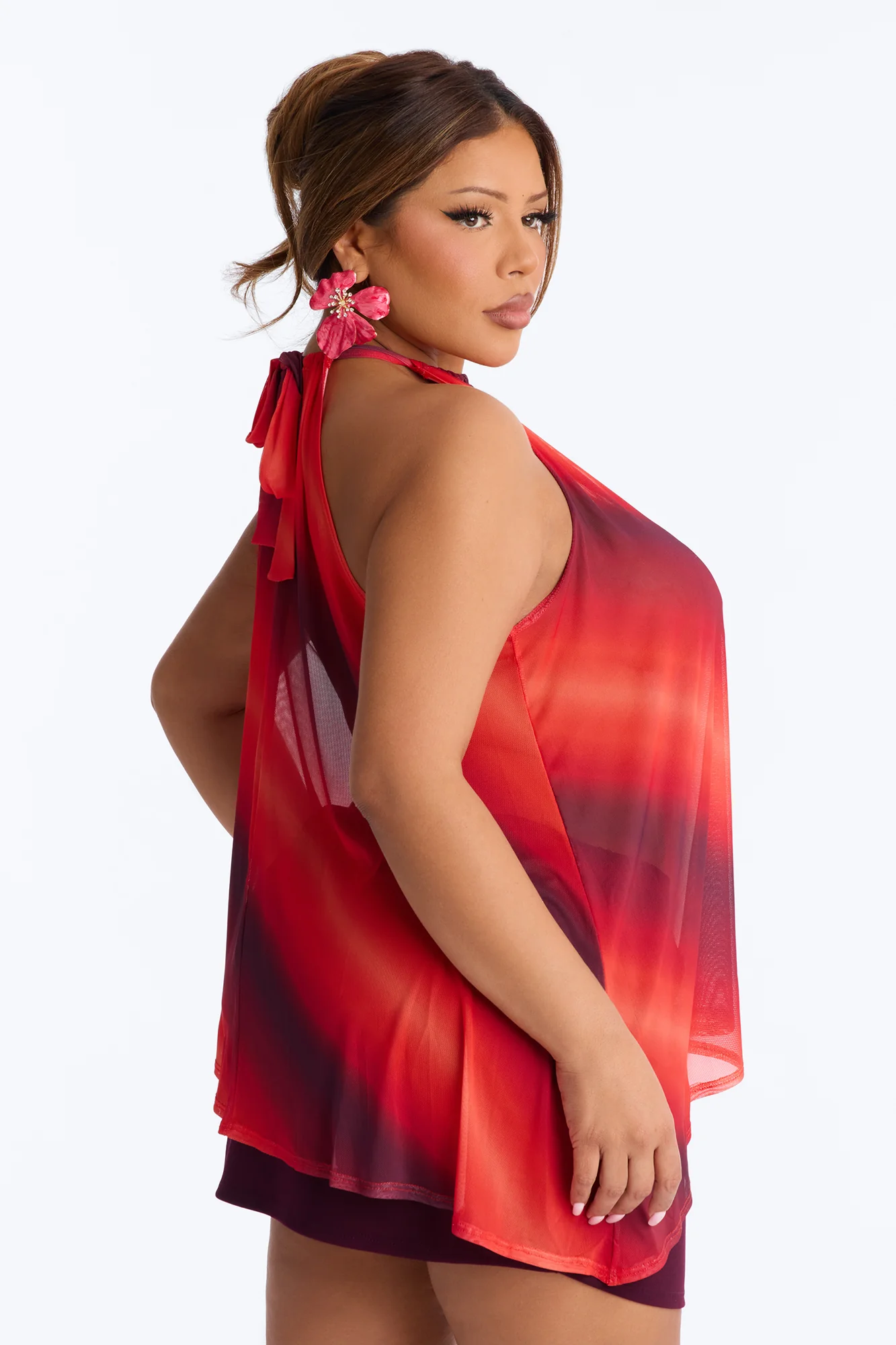 Amber Sky Ombre Asymmetrical Sleeveless Top - Orange/combo - Image 8