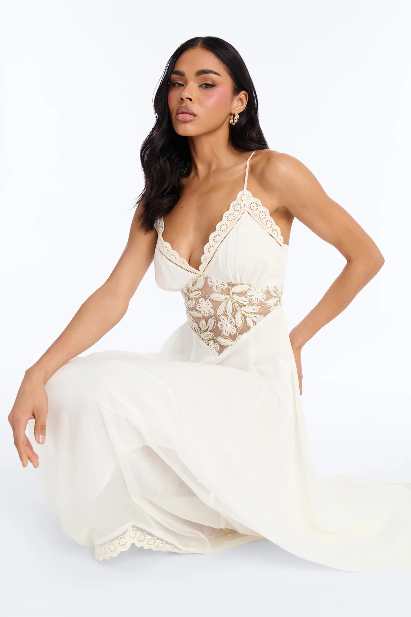 Amela Chiffon Maxi Dress - Cream