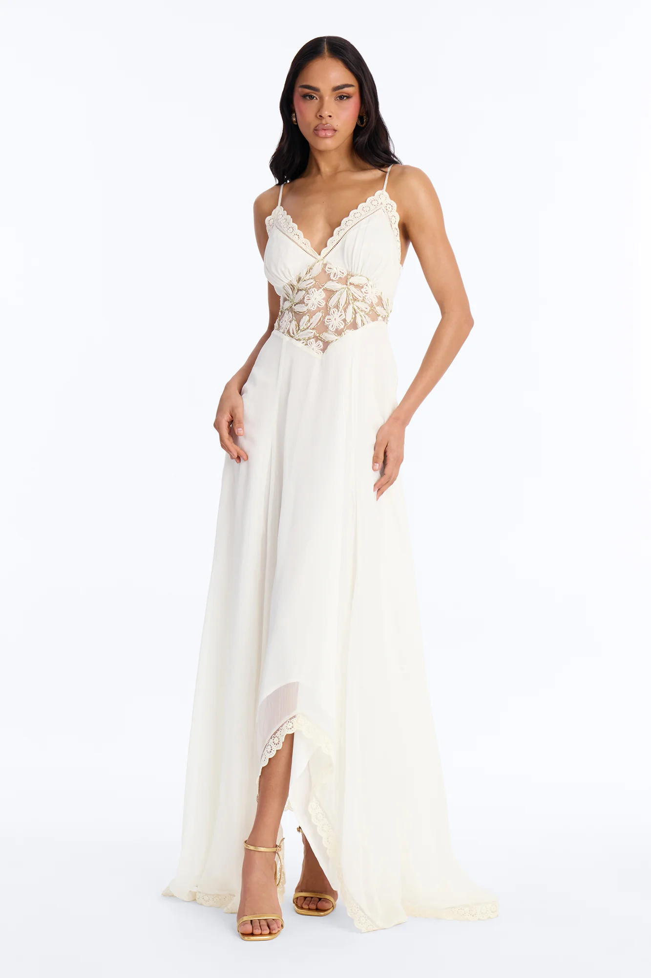 Amela Chiffon Maxi Dress - Cream - Image 2