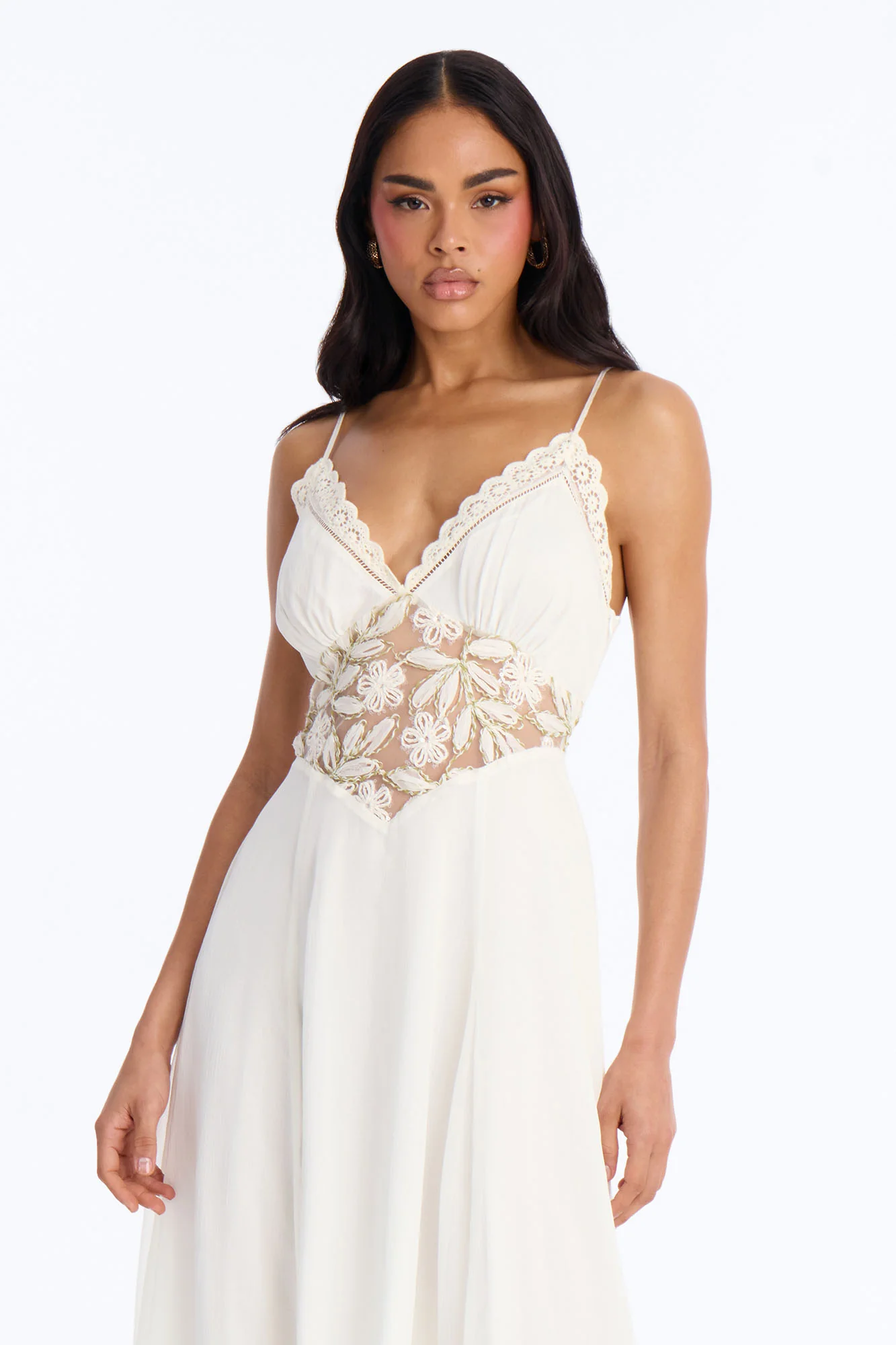Amela Chiffon Maxi Dress - Cream - Image 3