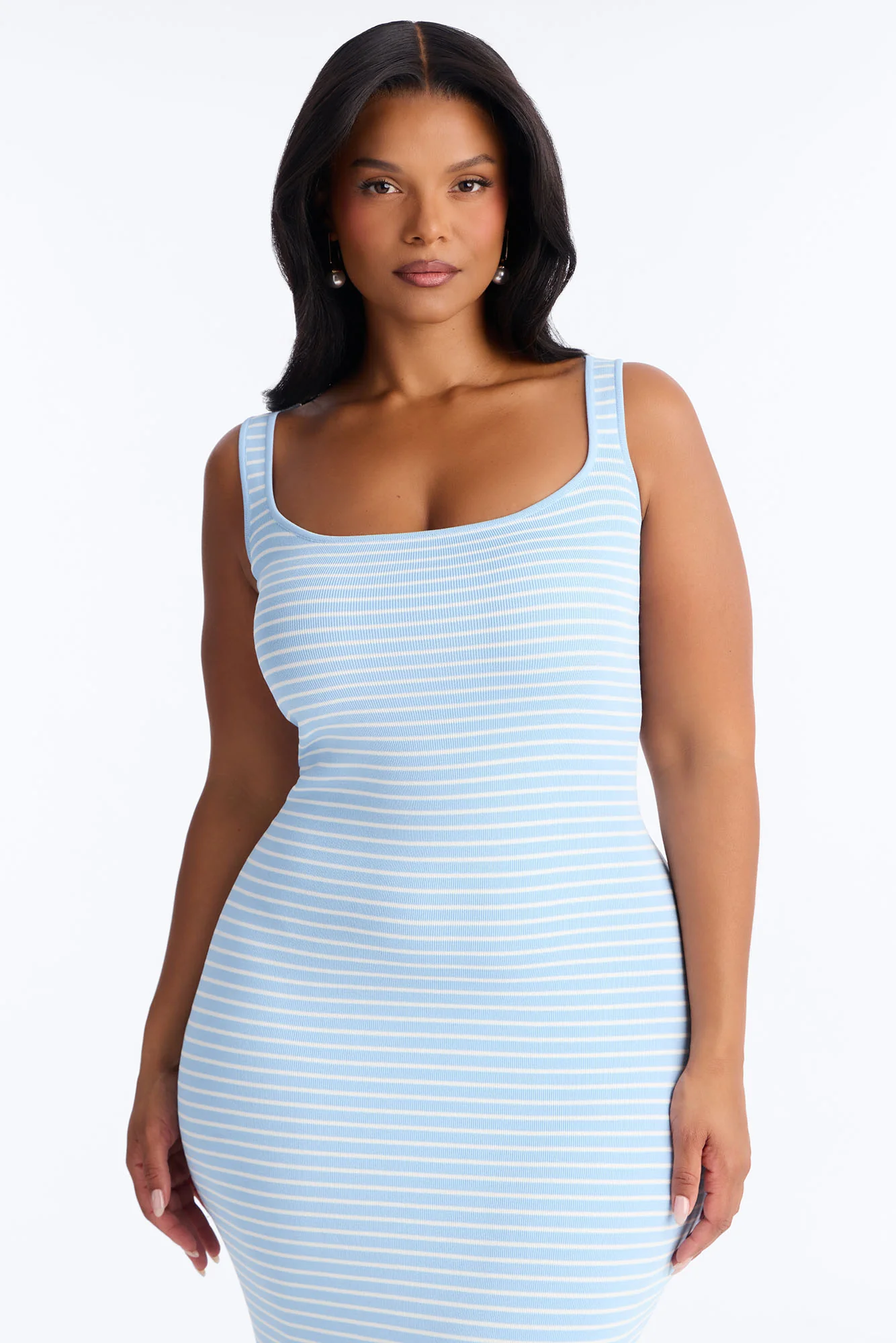 Amelia Striped Maxi Dress - Light Blue - Image 6