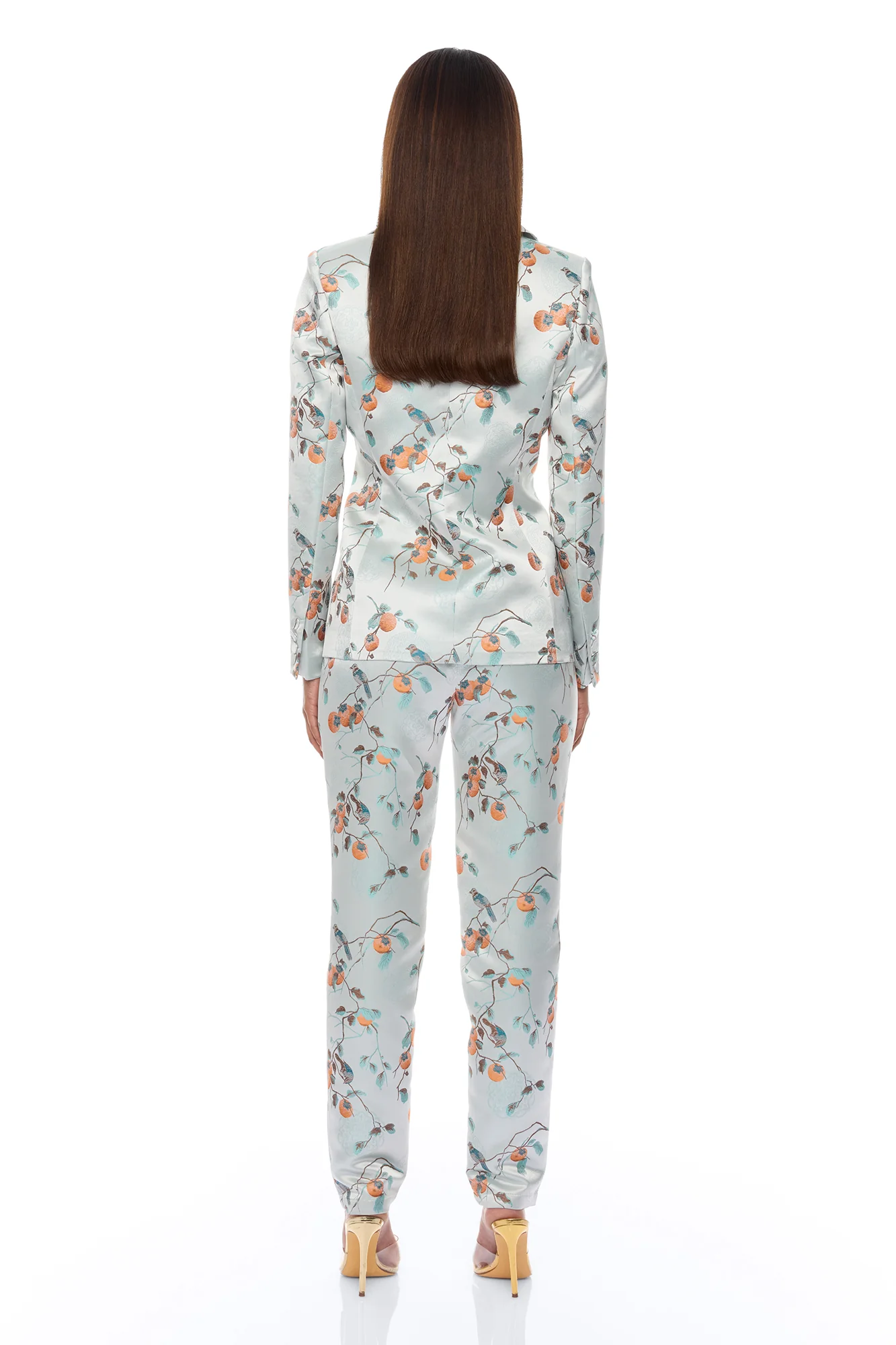 Amelya Jacquard Blazer Pant Set - Light Blue - Image 4