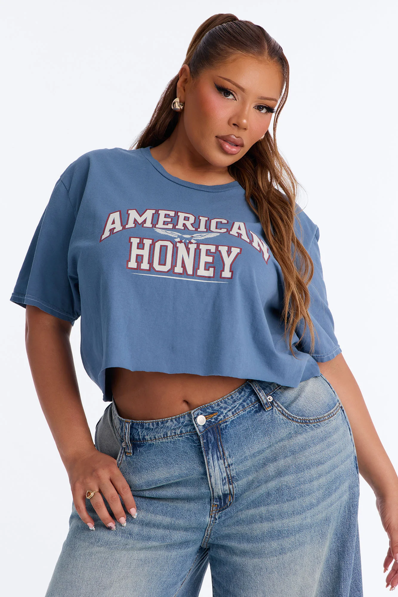 American Honey Cropped Baby T-Shirt - Navy - Image 5