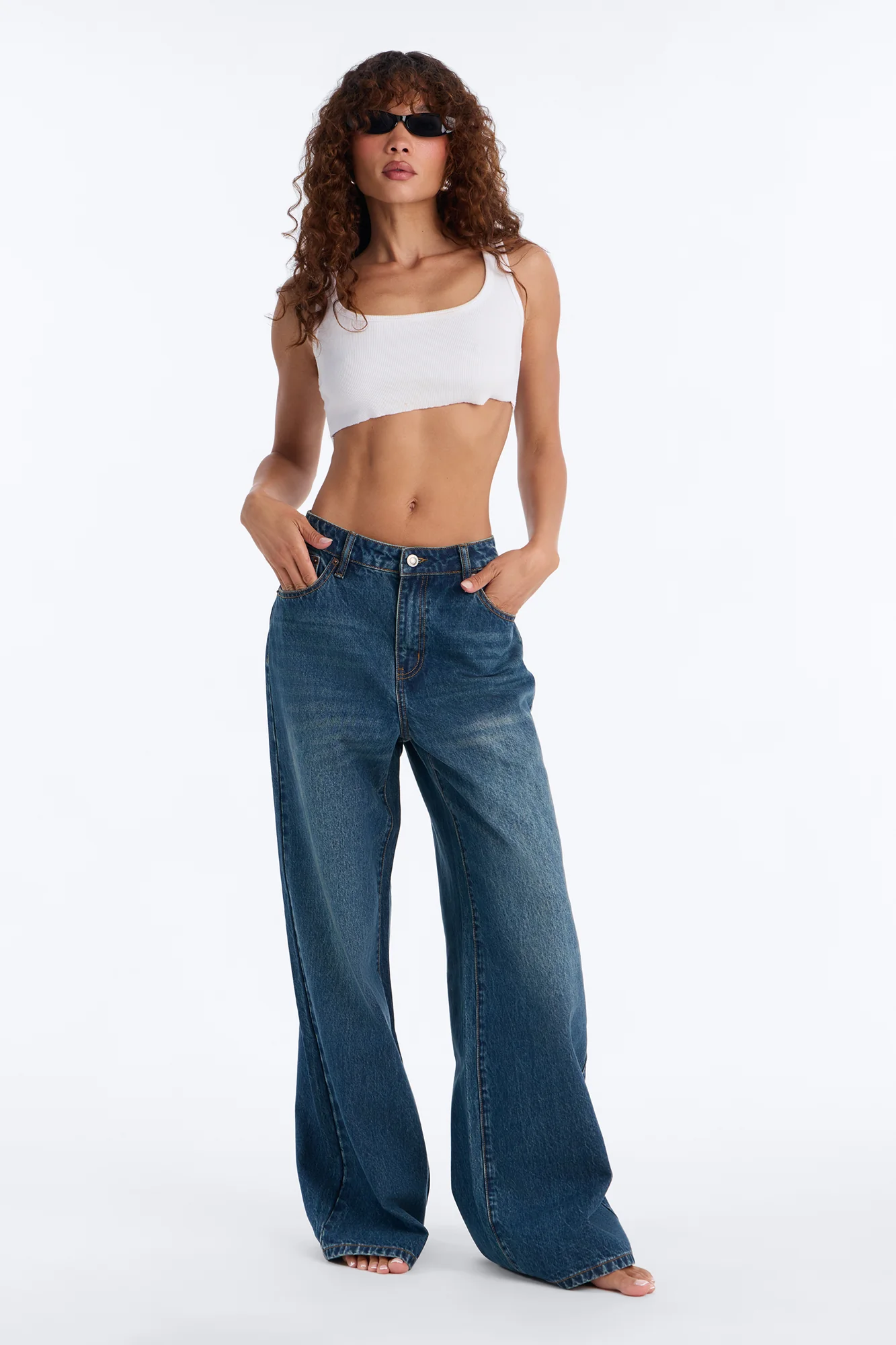 Americana Printed Wide Leg Jeans - Dark Wash - Image 3