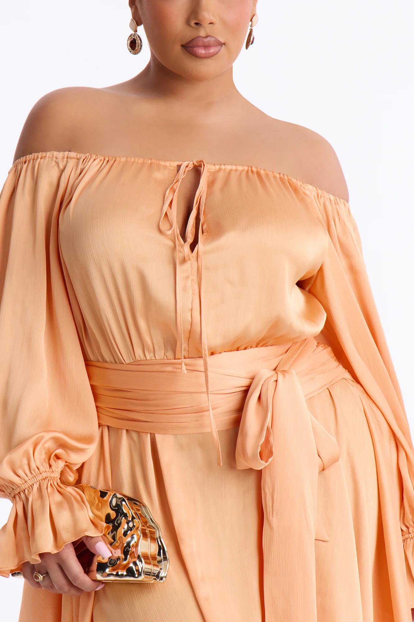 Amy Asymmetrical Metallic Mini Dress - Orange - Image 7