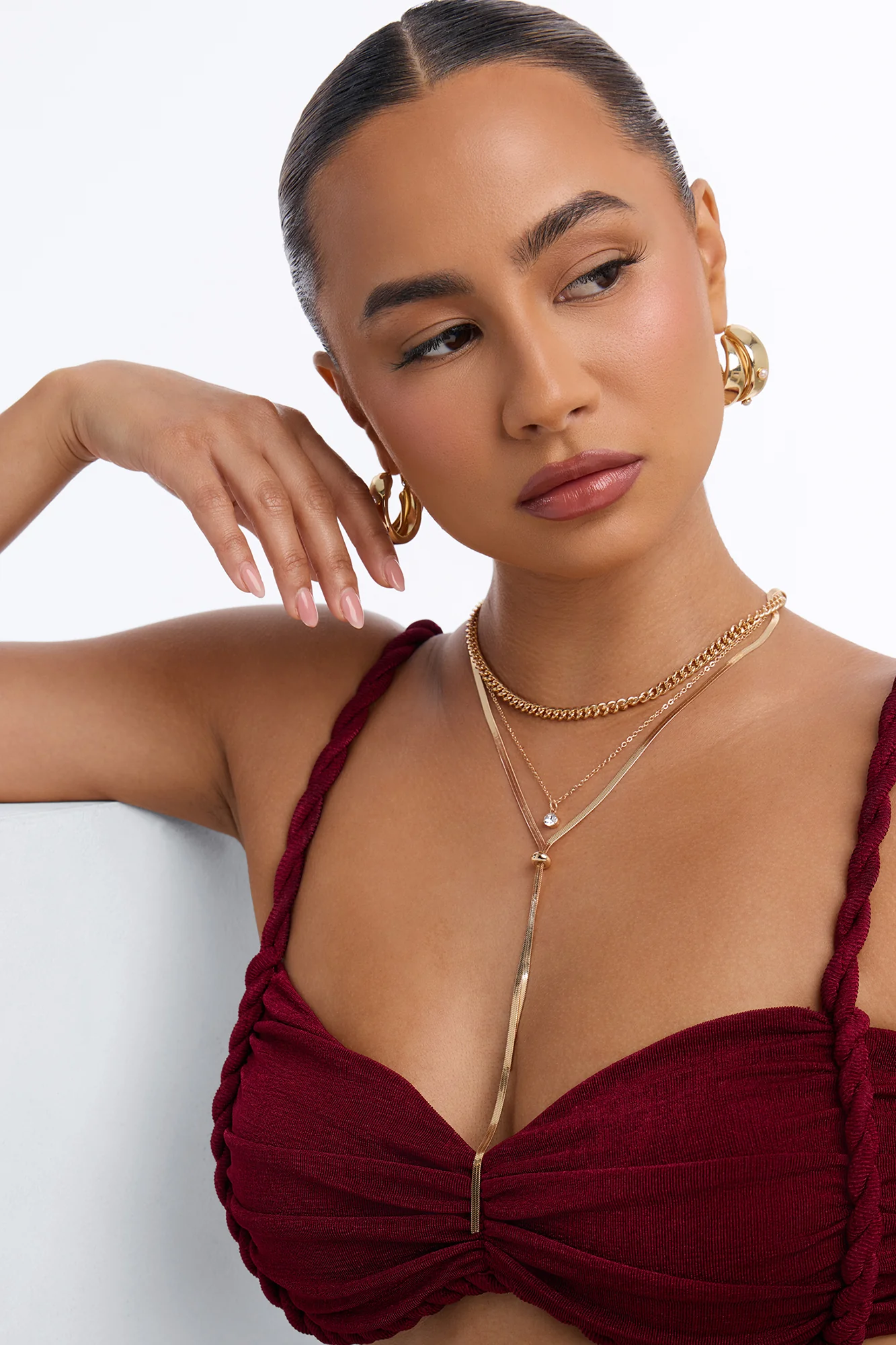 Amy Layered Lariat Necklace - Gold - Image 2