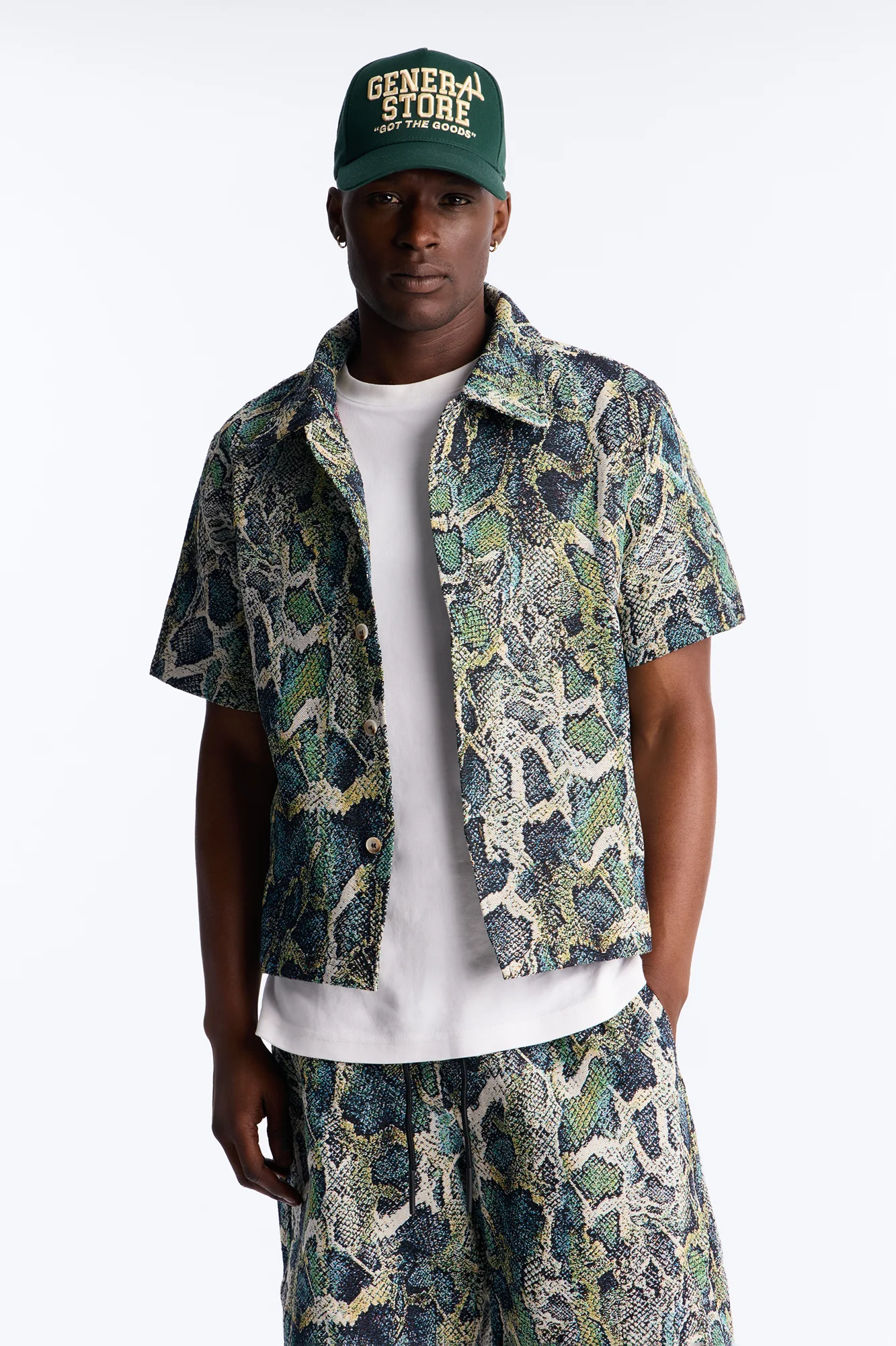 Anaconda Club Button Up Shirt - Green/combo