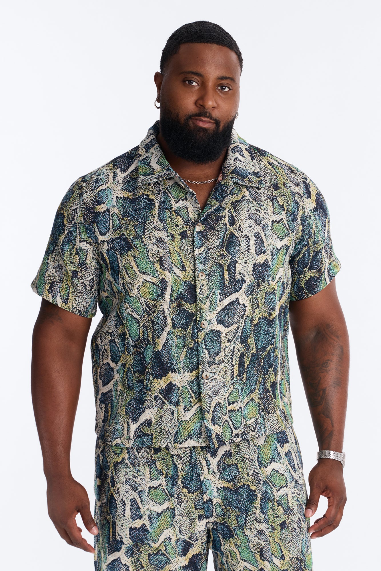 Anaconda Club Button Up Shirt - Green/combo - Image 4