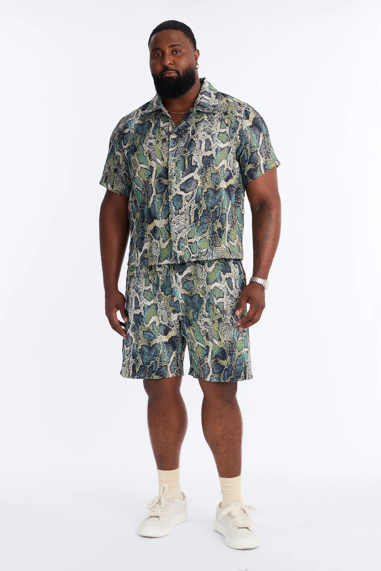 Anaconda Club Button Up Shirt - Green/combo - Image 5