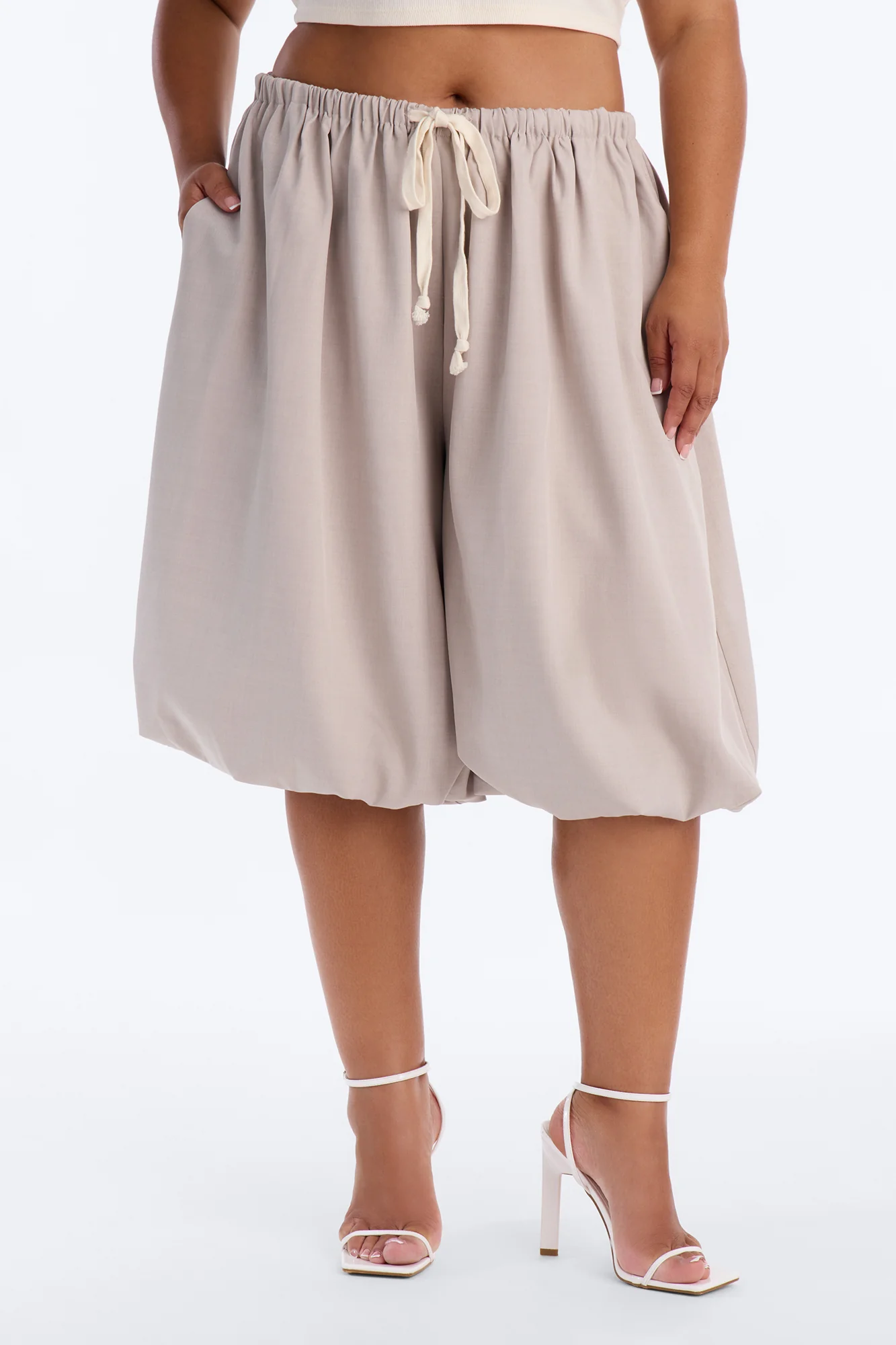 Andie Bubble Hem Bermuda Short - Stone - Image 2