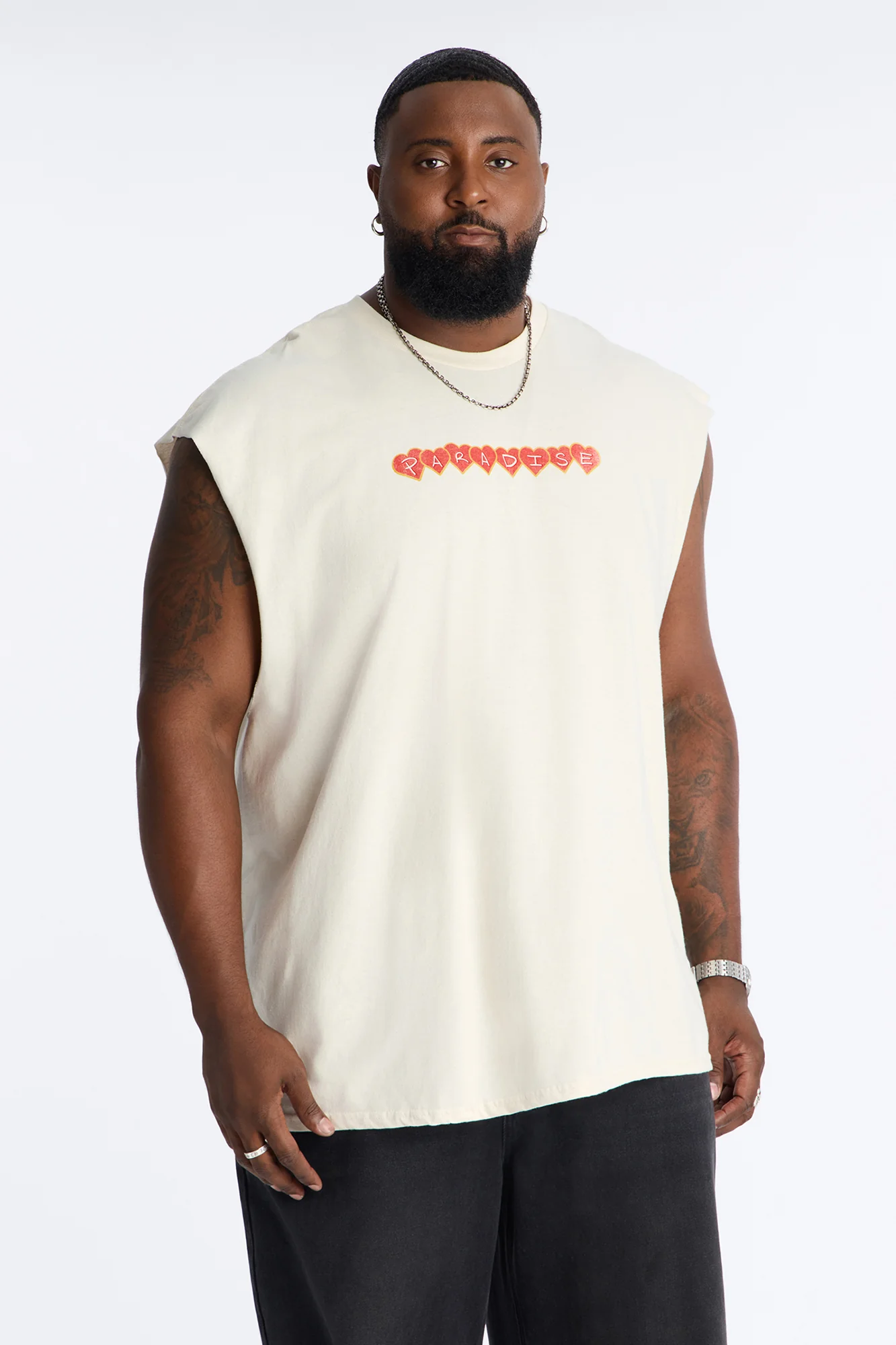 Angel Paradise Oversized Muscle Tee - Cream - Image 5