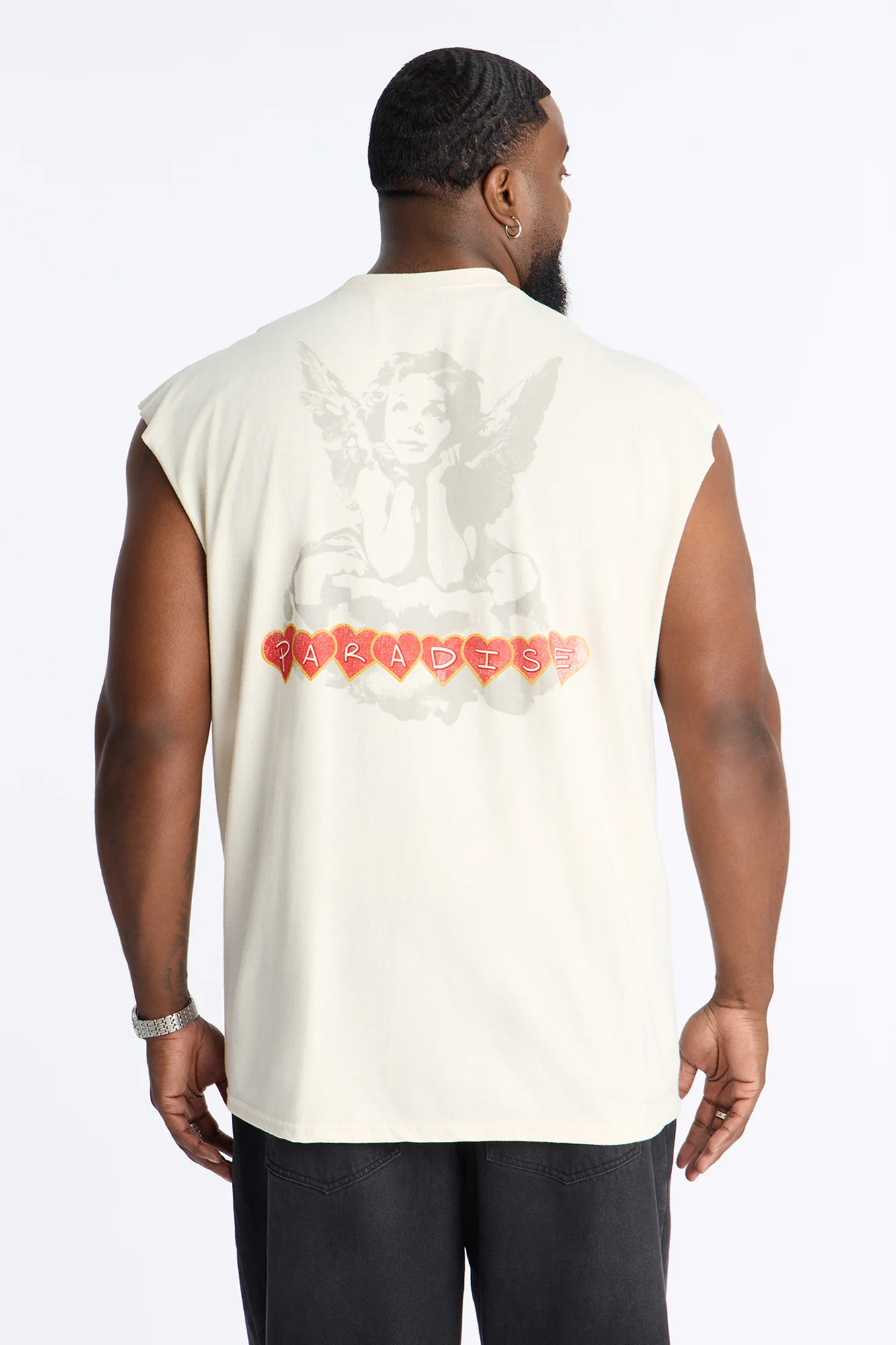 Angel Paradise Oversized Muscle Tee - Cream - Image 8