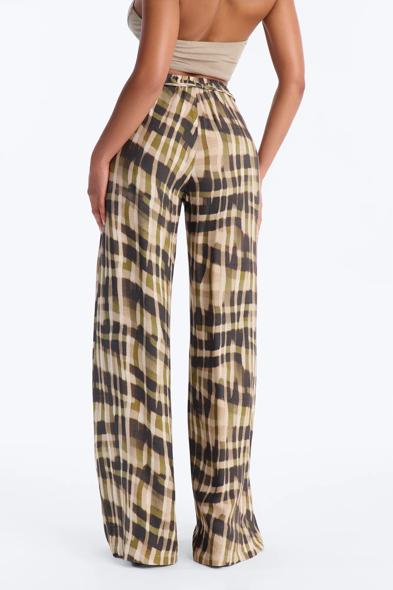 Angelica Belted Wide Leg Pant - Olive/combo - Image 4