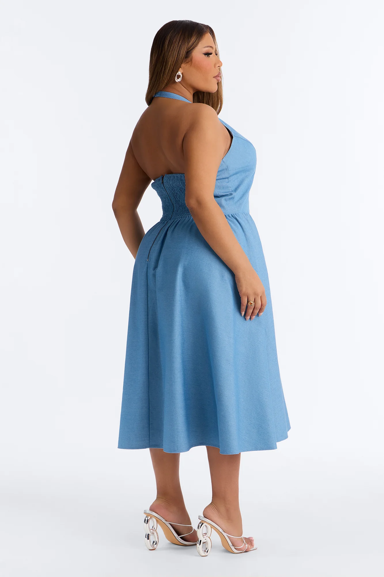 Annora Halter Denim Midi Dress - Denim - Image 7