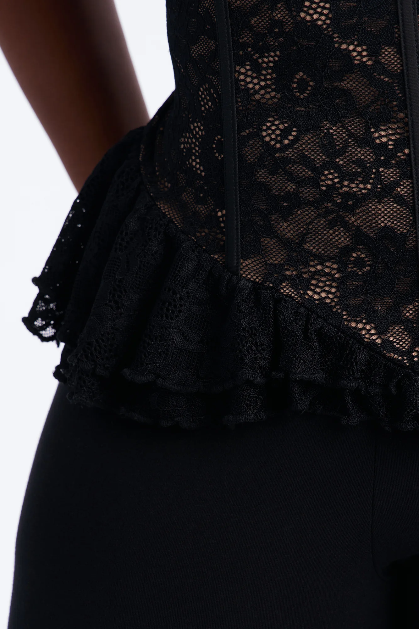 Another Romance Lace Ruffle Corset Top - Black - Image 8