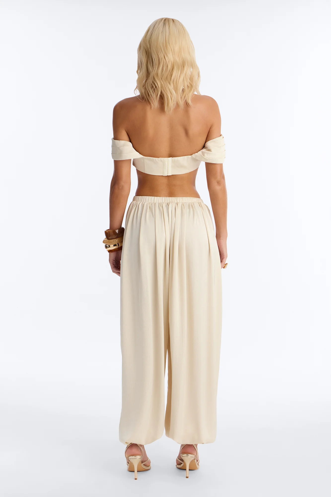Aperol Satin Balloon Pant Set - Ivory - Image 4