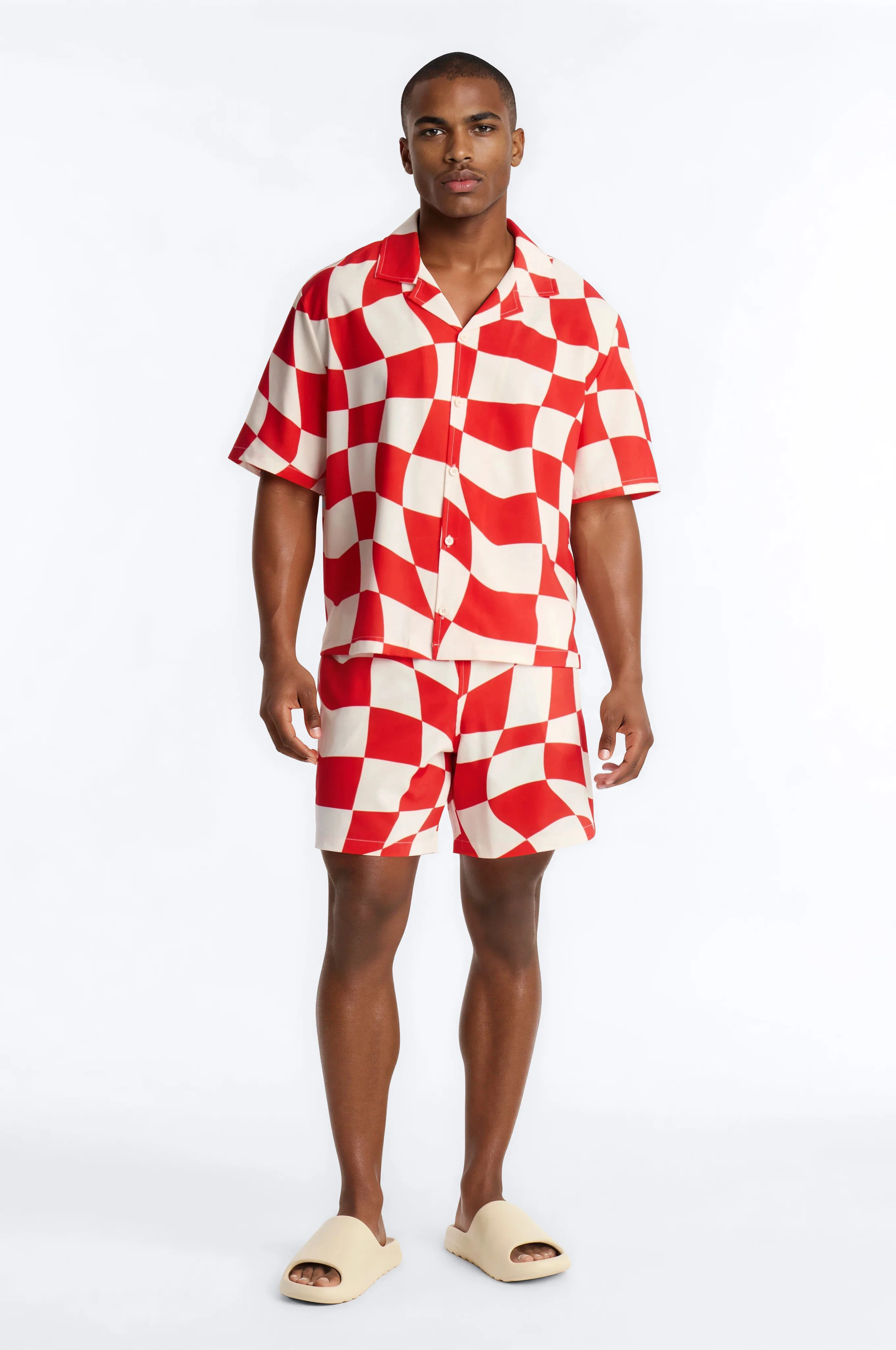 Apex Sector Checkered Swim Trunk 7″ - Red - Image 2