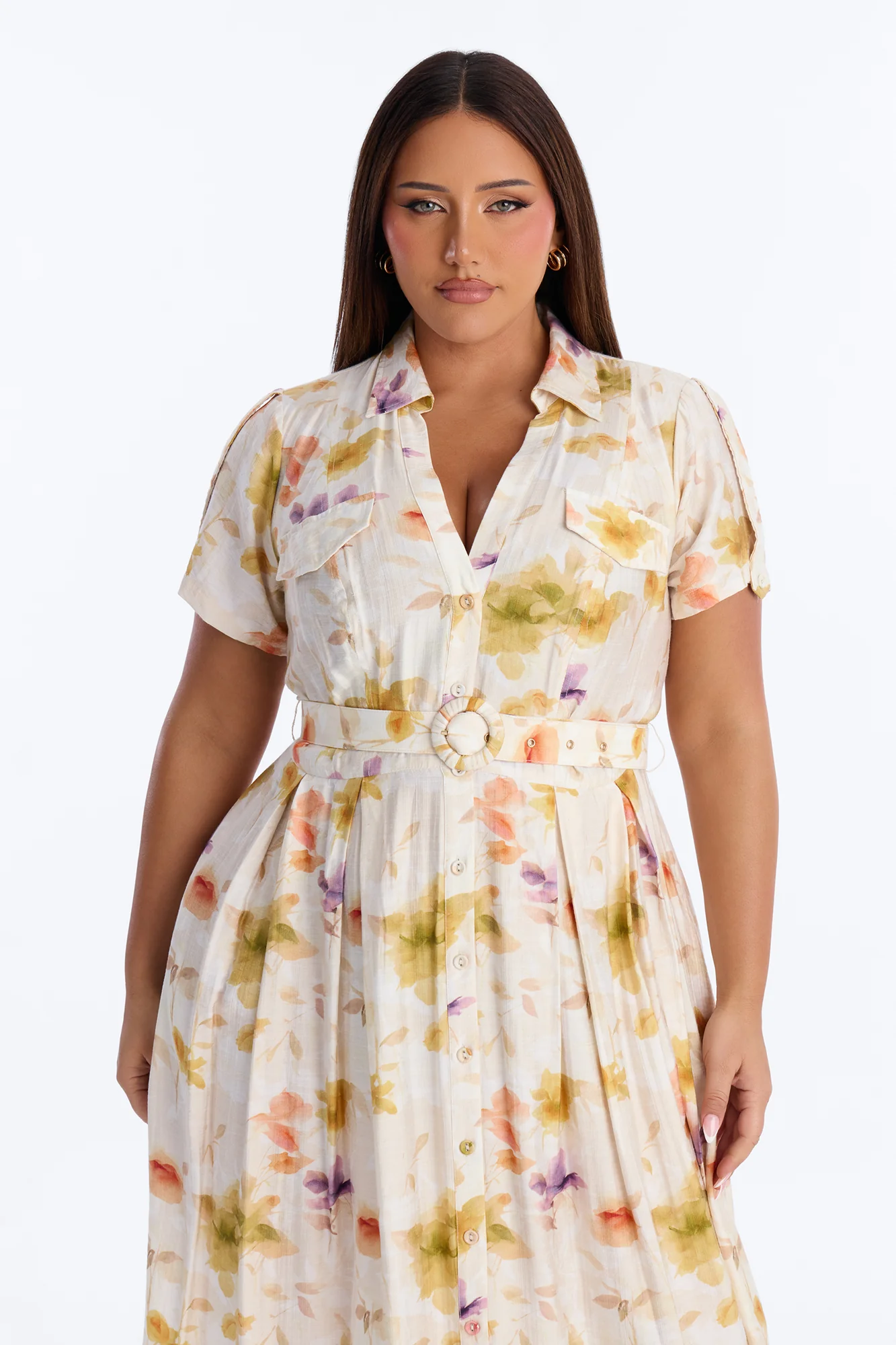 April Belted Floral Midi Dress - White/combo - Image 6