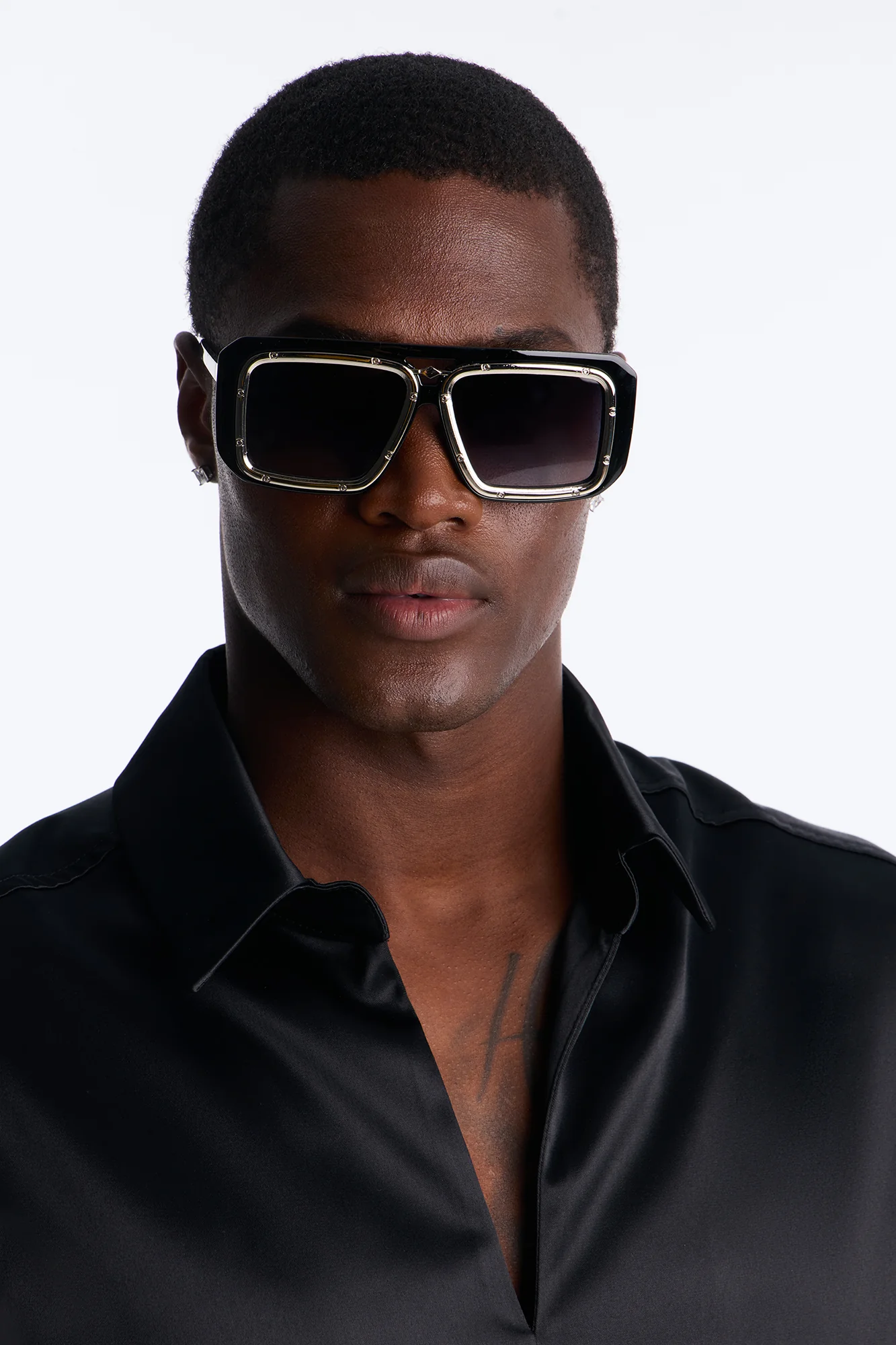 Architect Dual Stacked Square Sunglasses - Black - Image 3