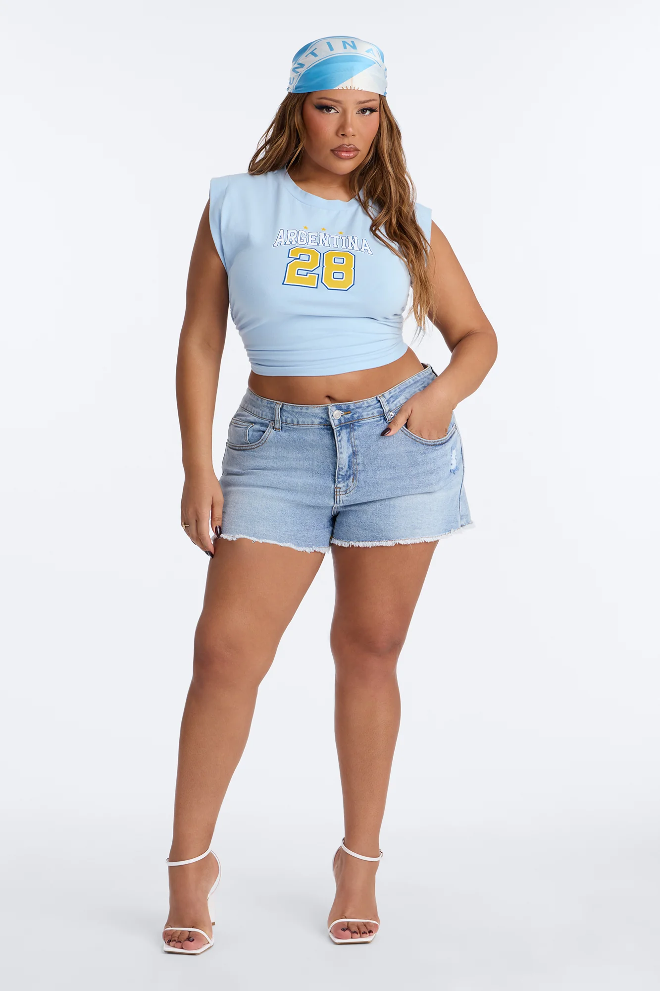 Argentina Stars Cinched Side Tank - Light Blue - Image 6