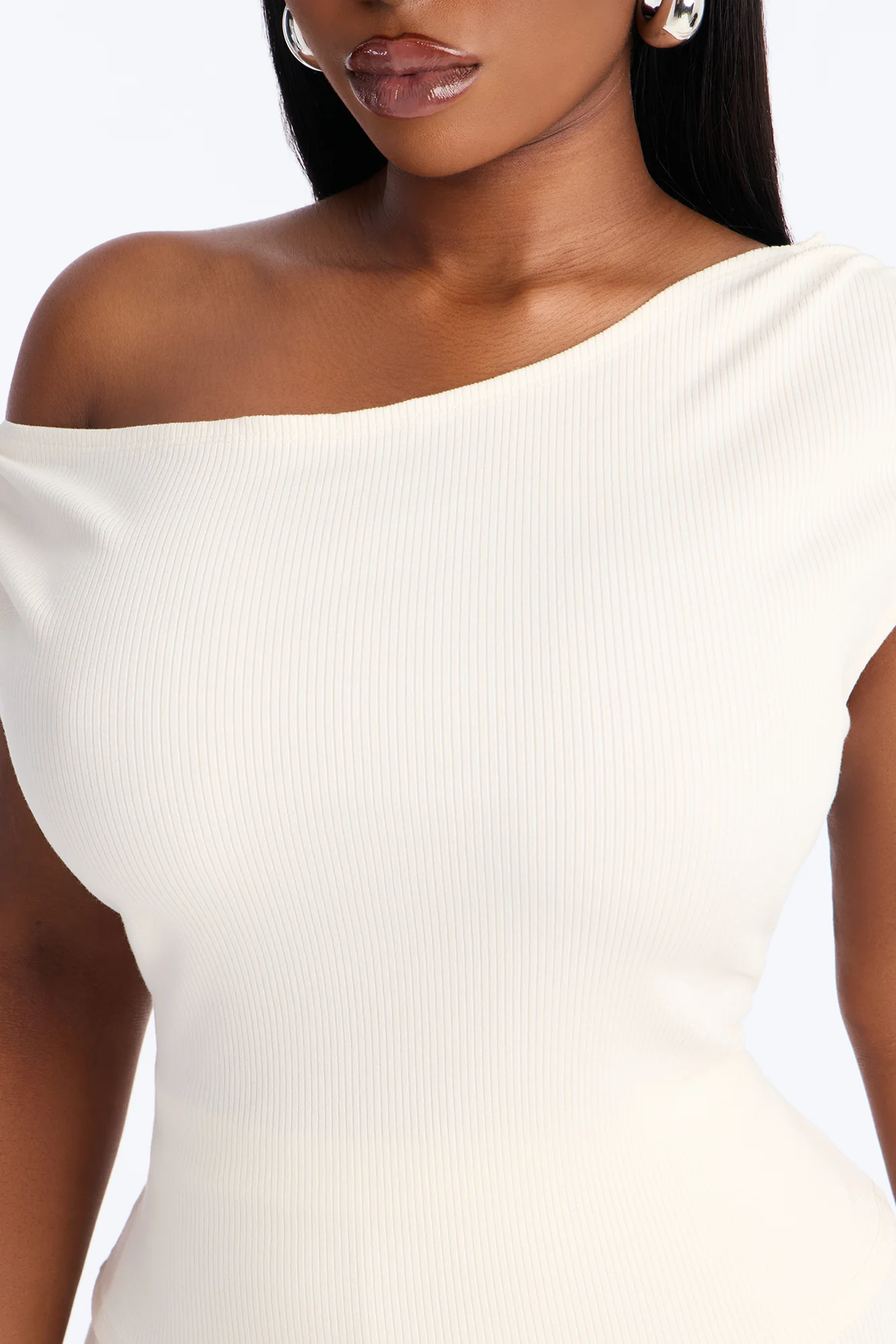 Ariella Off Shoulder Snatched Capri Set - Off White - Image 7