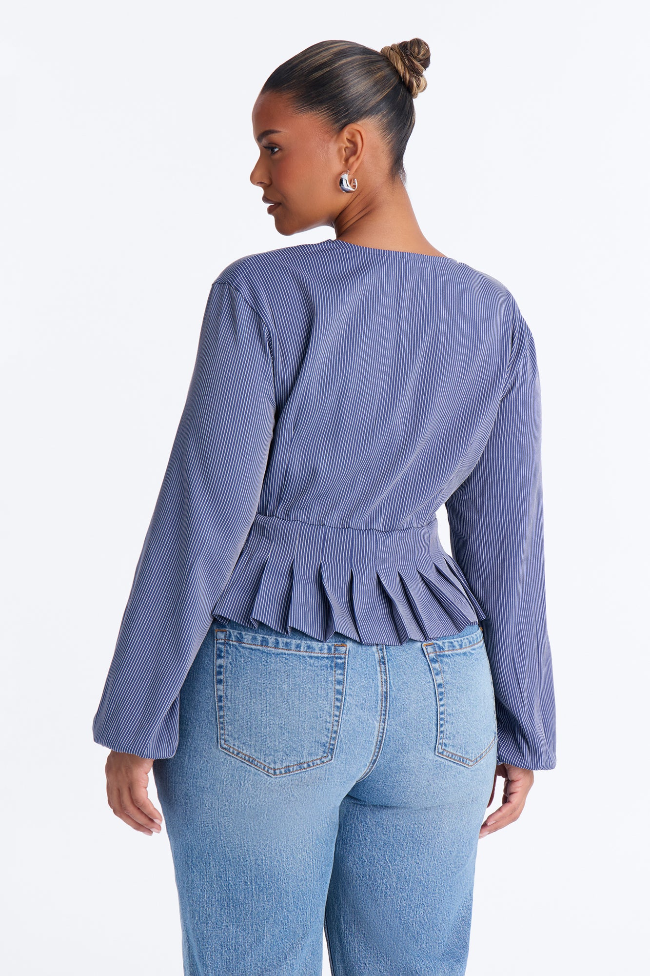Arielle Tie Long Sleeve Top - Navy/combo - Image 4