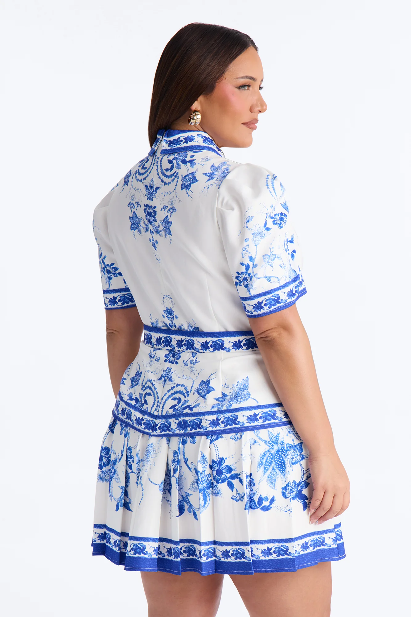 Arlette Short Sleeve Belted Mini Dress - Blue/combo - Image 8