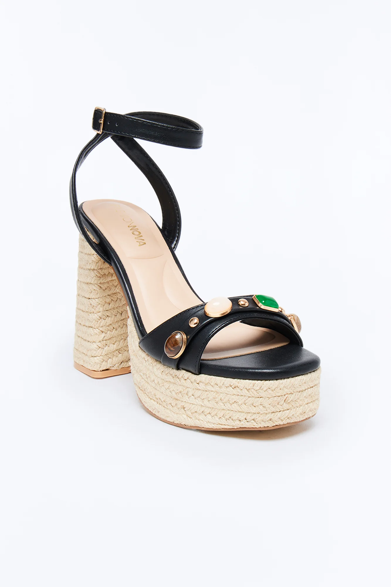 Ashia Jute Platform Heels - Black