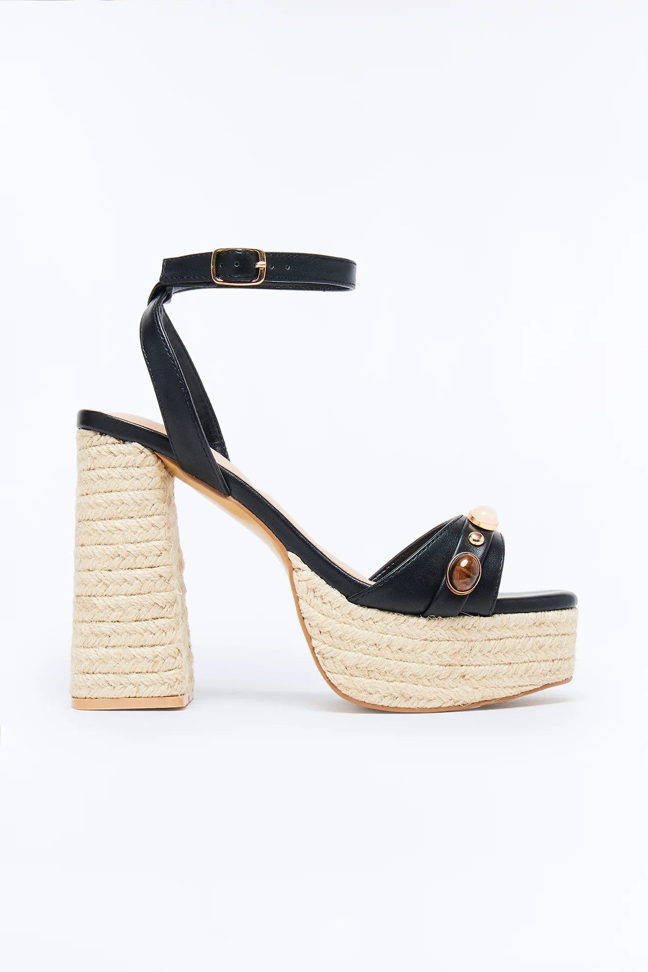 Ashia Jute Platform Heels - Black - Image 2