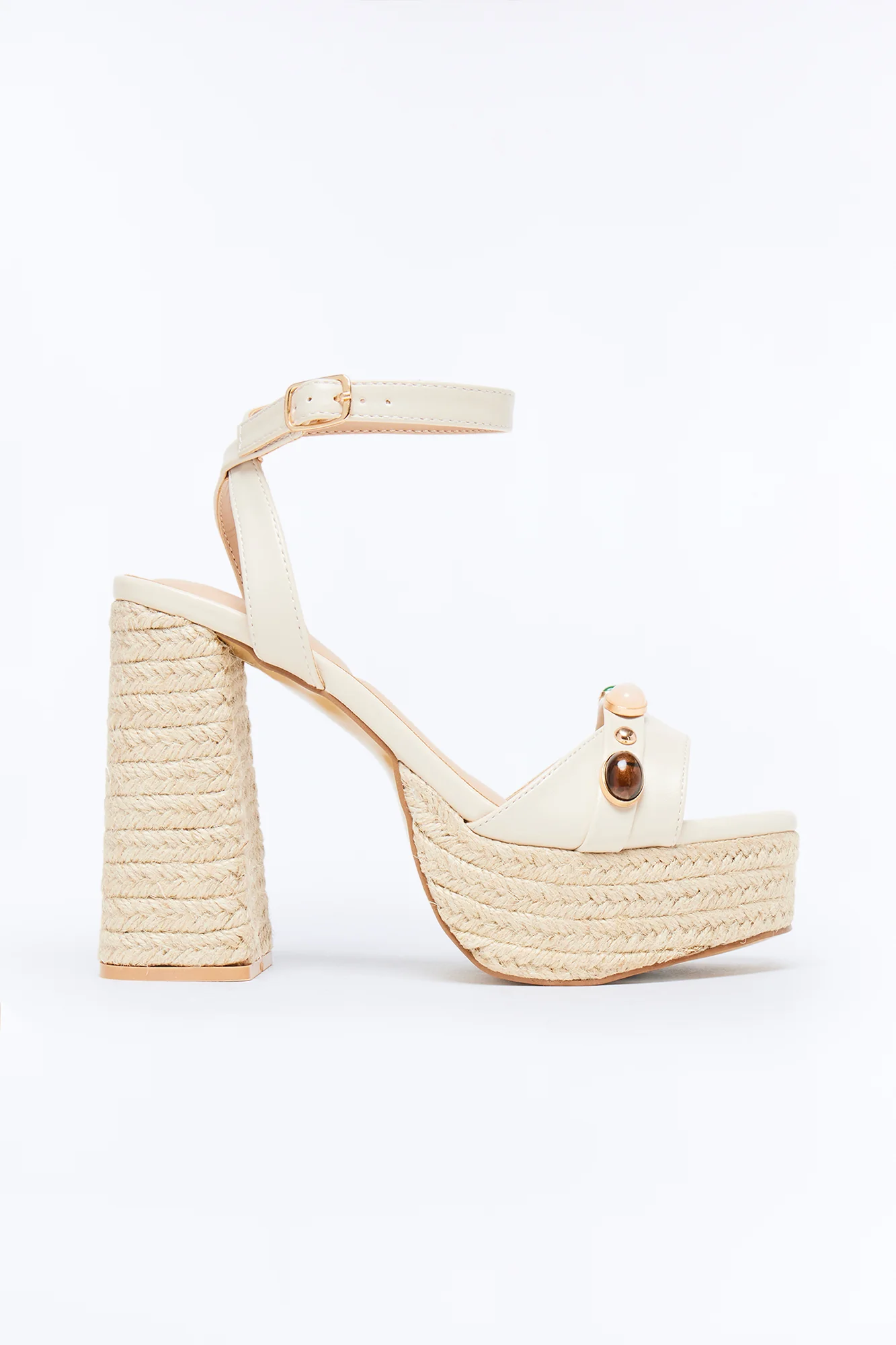 Ashia Jute Platform Heels - Cream - Image 2