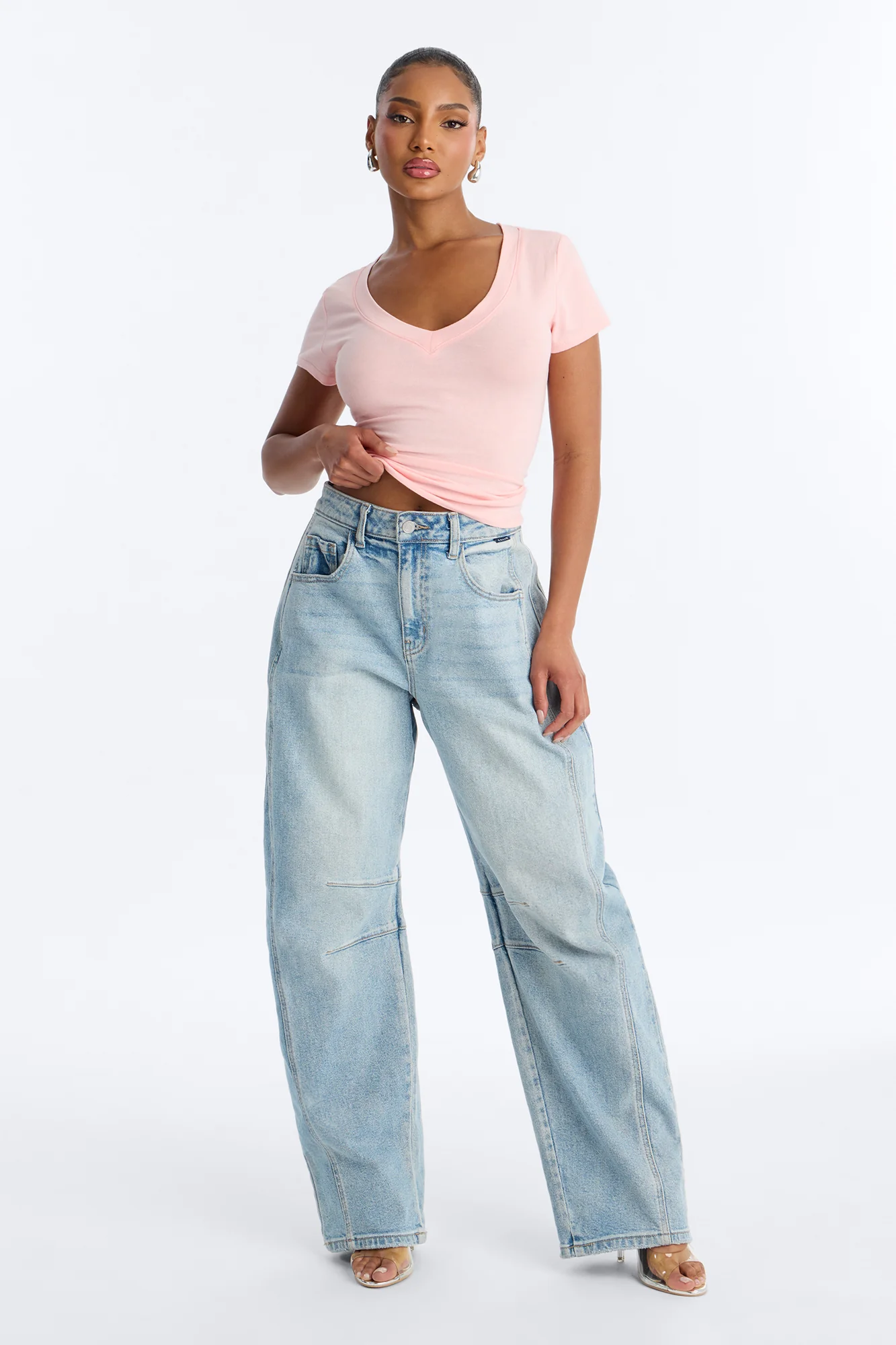 Ashley V-Neck Top - Light Pink