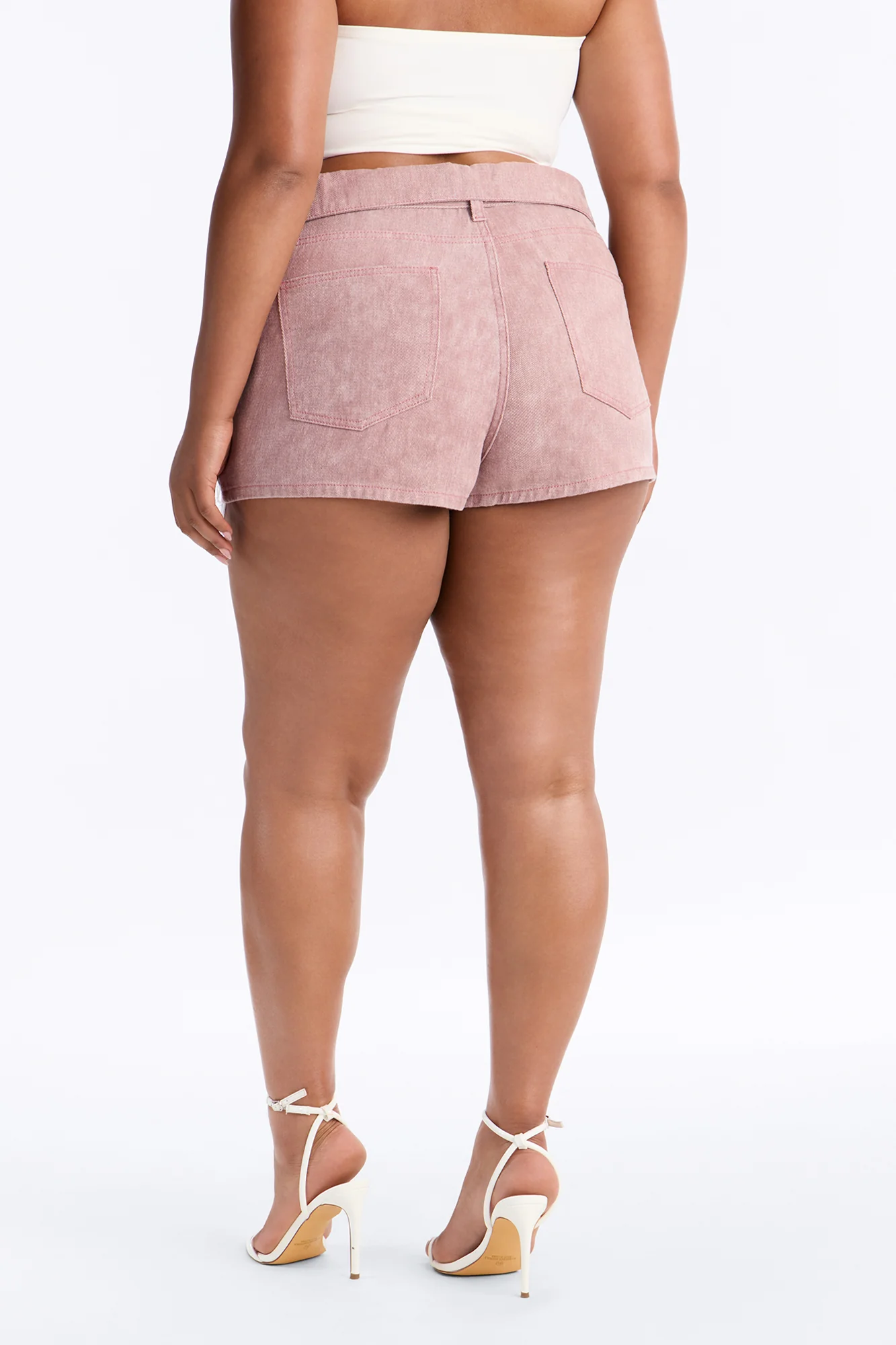 Ashton Belted Washed Twill Distressed Micro Short - Pink - Image 7