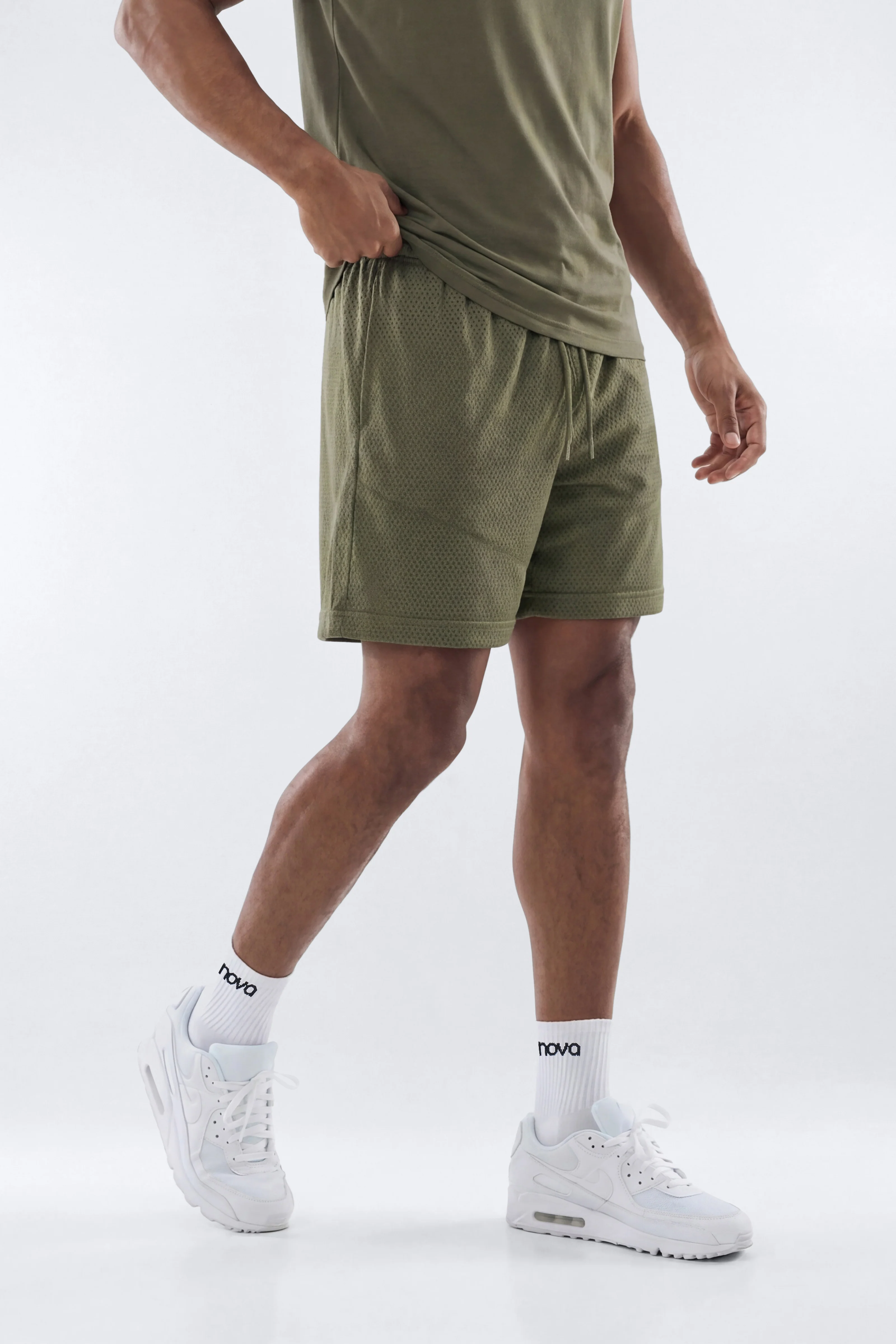 Athletic Mesh 7″ Basketball Shorts - Moss - Image 3