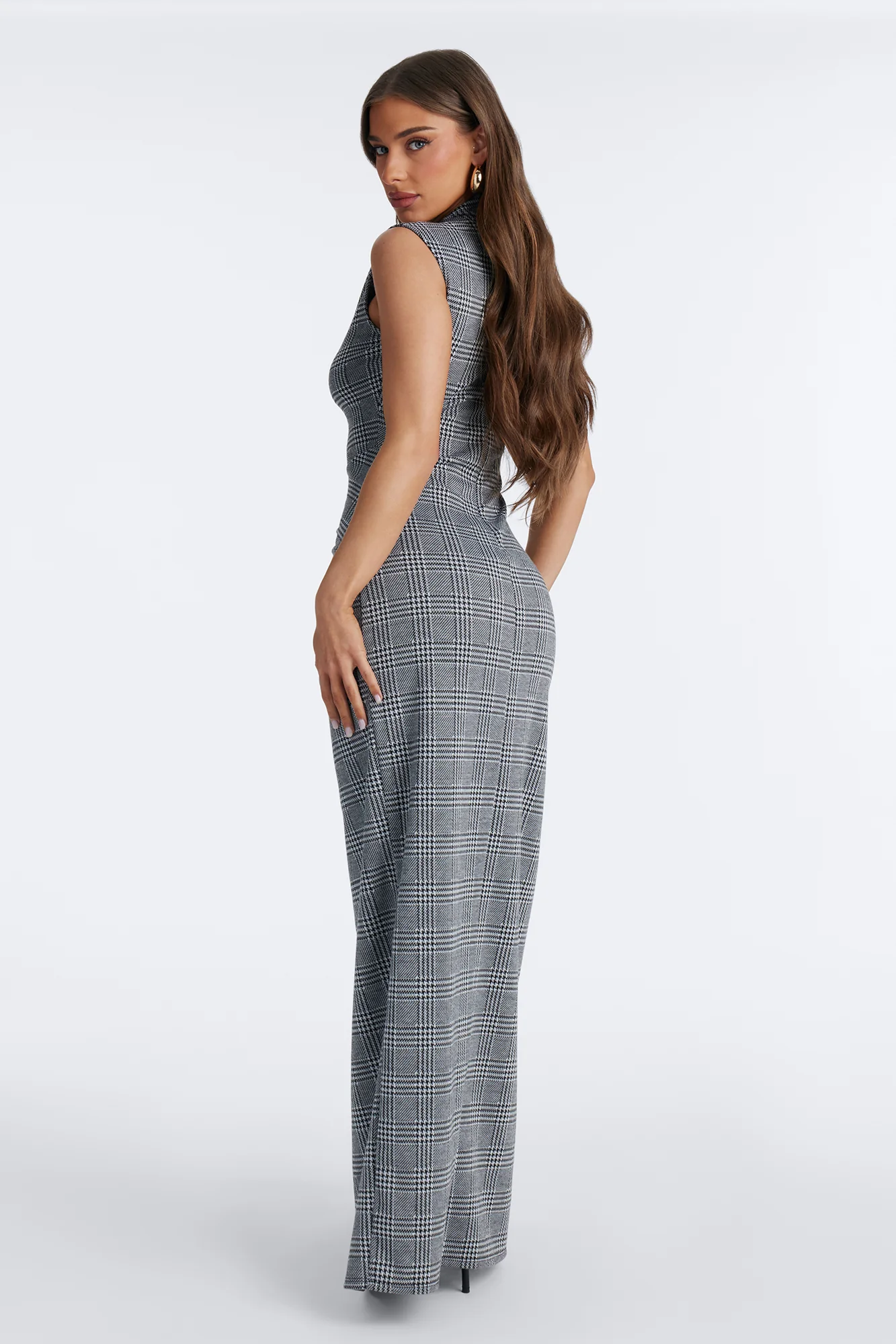 Aubree Houndstooth Maxi Dress - Black/White - Image 4