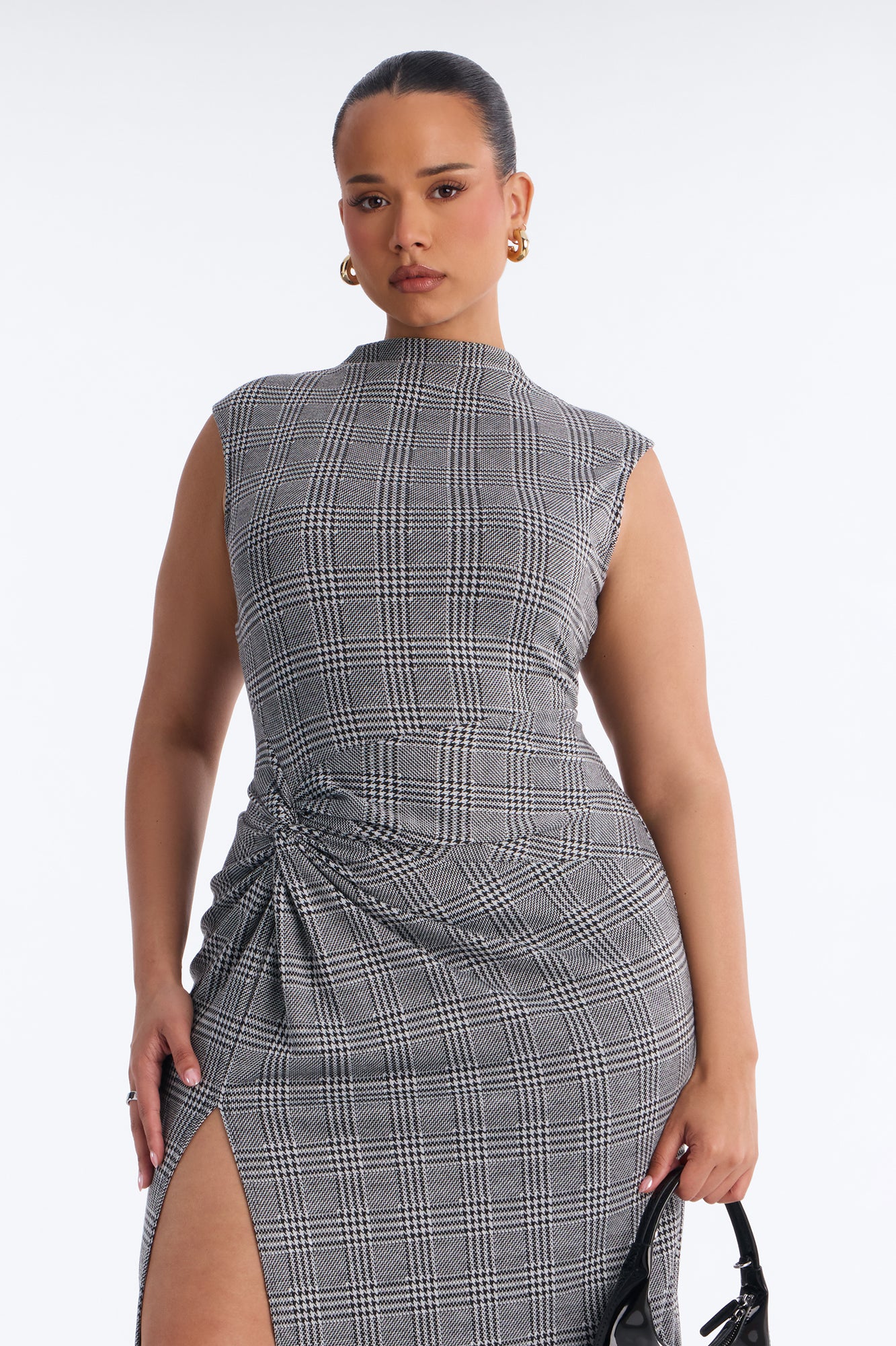Aubree Houndstooth Maxi Dress - Black/White - Image 6