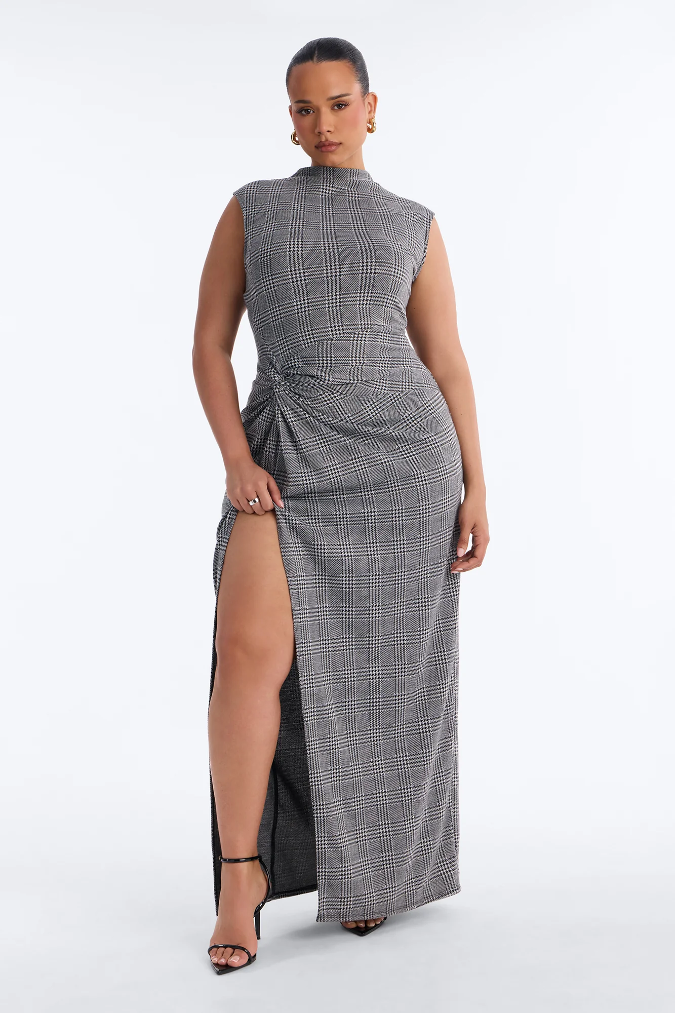 Aubree Houndstooth Maxi Dress - Black/White - Image 7