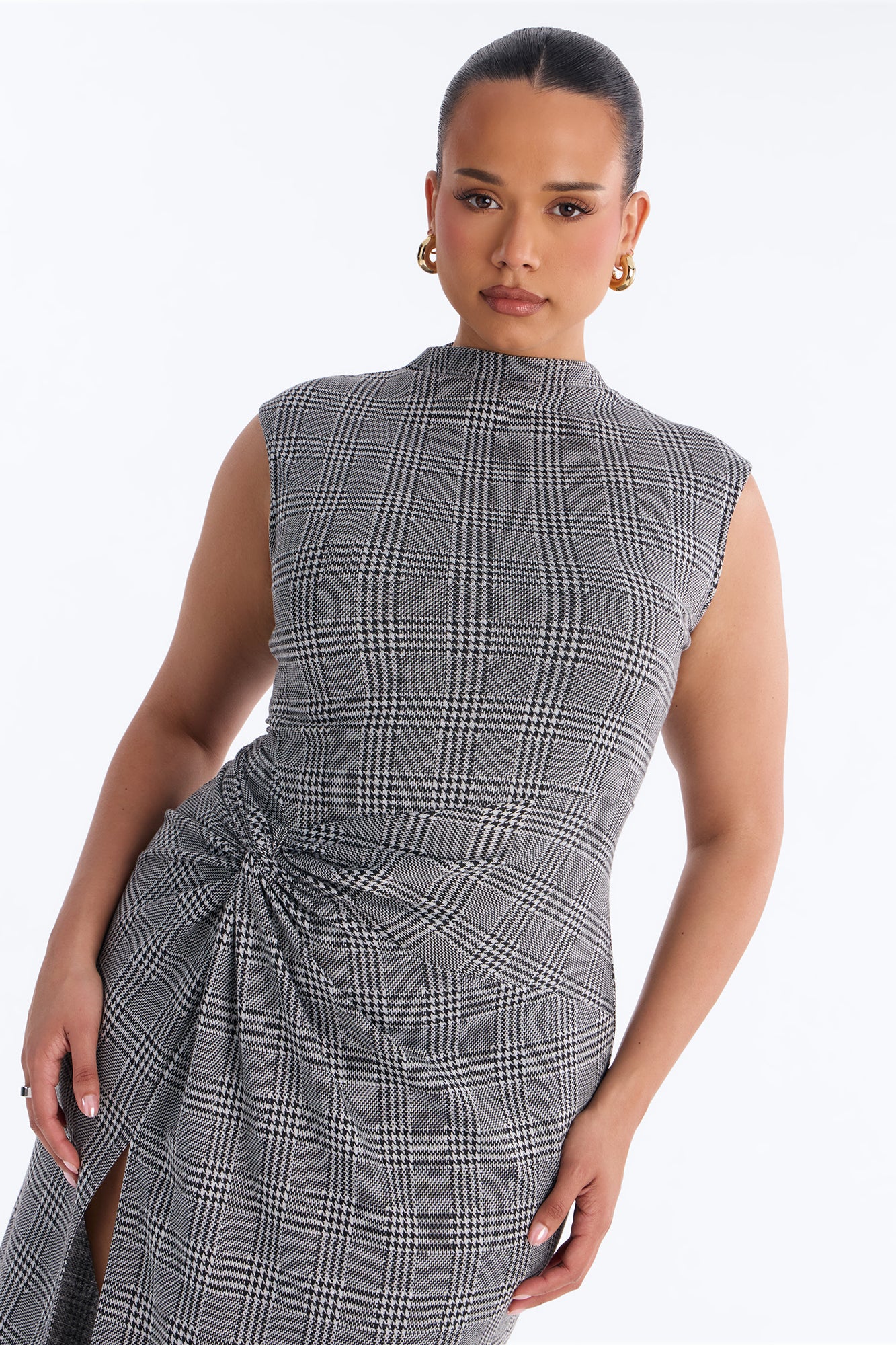 Aubree Houndstooth Maxi Dress - Black/White - Image 8