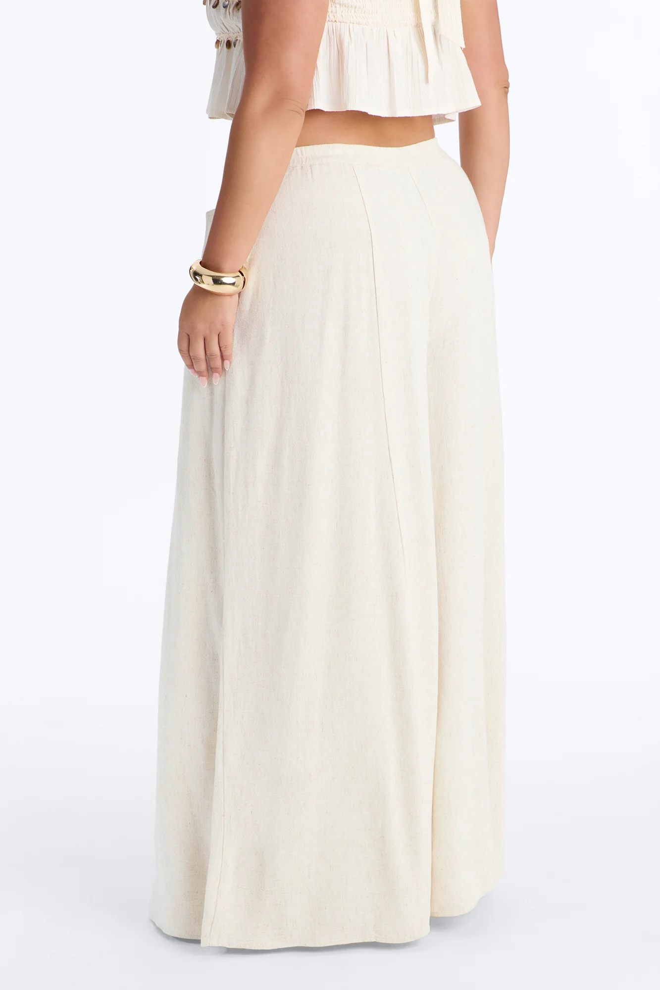 Aubrey High Rise Linen Wide Leg Pant 33″ - Natural - Image 7