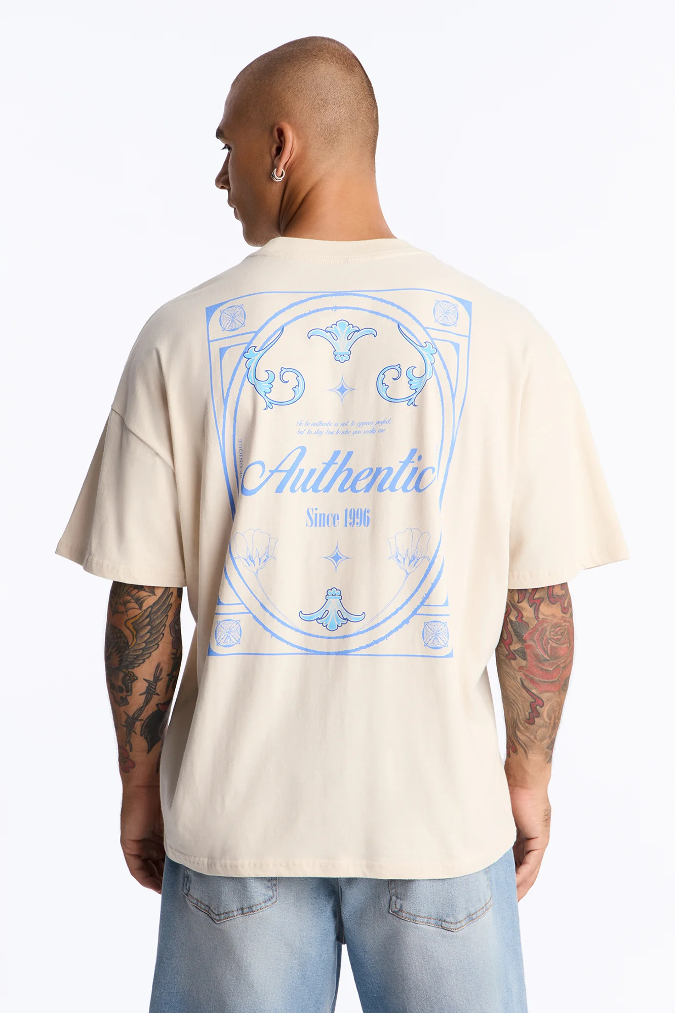 Authentic Since 1996 Oversized Short Sleeve Tee - Off White
