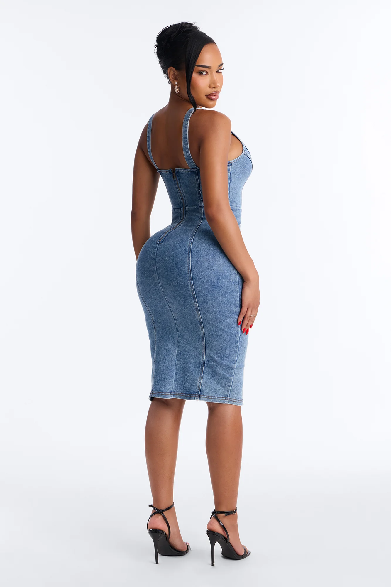 Avery Stretch Denim Midi Dress - Denim - Image 4