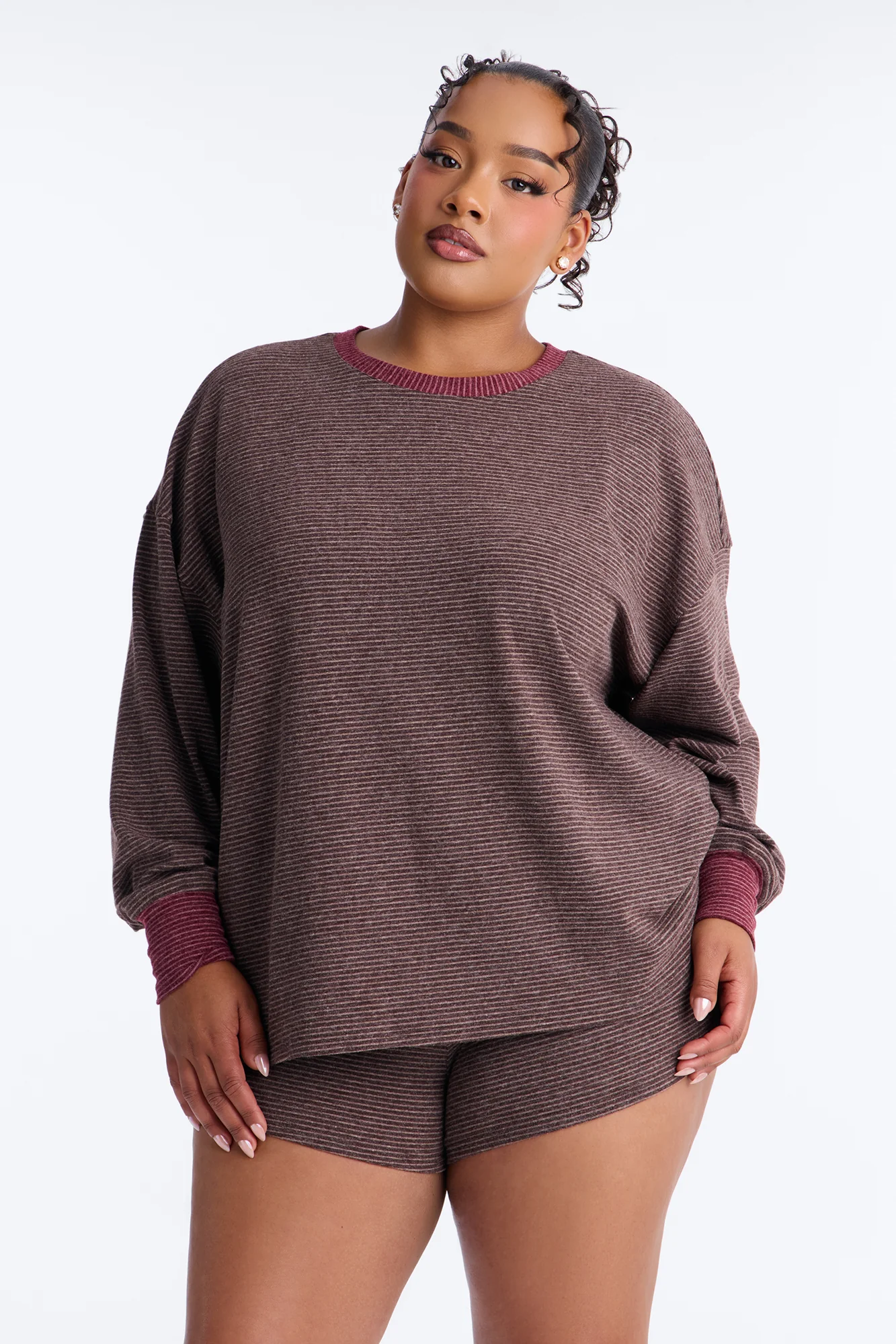 Avery Striped Short Set - Brown/combo - Image 2